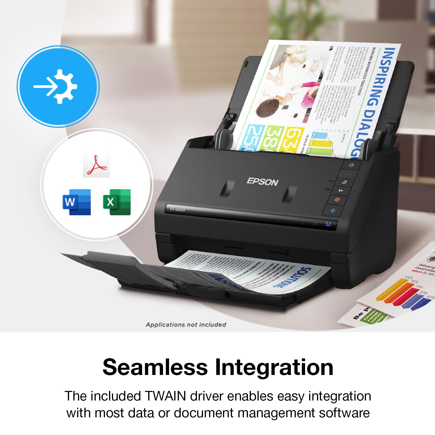 Epson Workforce Es 400 Ii Color Duplex Desktop Document Scanner For Pc And Mac, With Auto Document Feeder (Adf) And Image Adjust