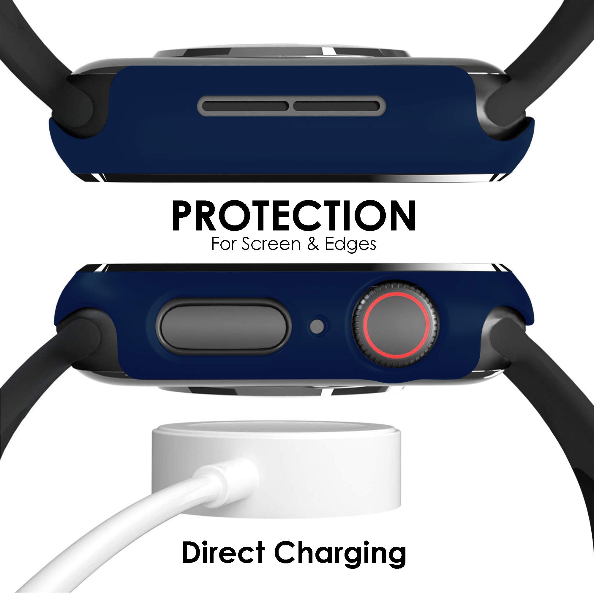 Pokanic [2 Pack Compatible With Apple Watch Se 6 5 4 Series Iwatch 9H Tempered Glass Case Full Screen Protector Cover Scratch (M