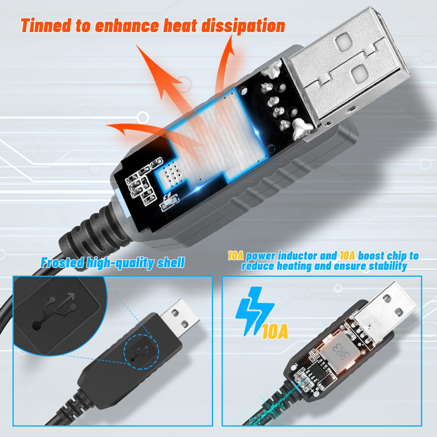 Farsense Usb Dc 5V To 12V Step Up Power Cable(3Ft), Usb To Dc 12V Adapter With Dc Jack 5.5 X 2.5Mm(3.5 X 1.35Mm), Usb Boost Conv