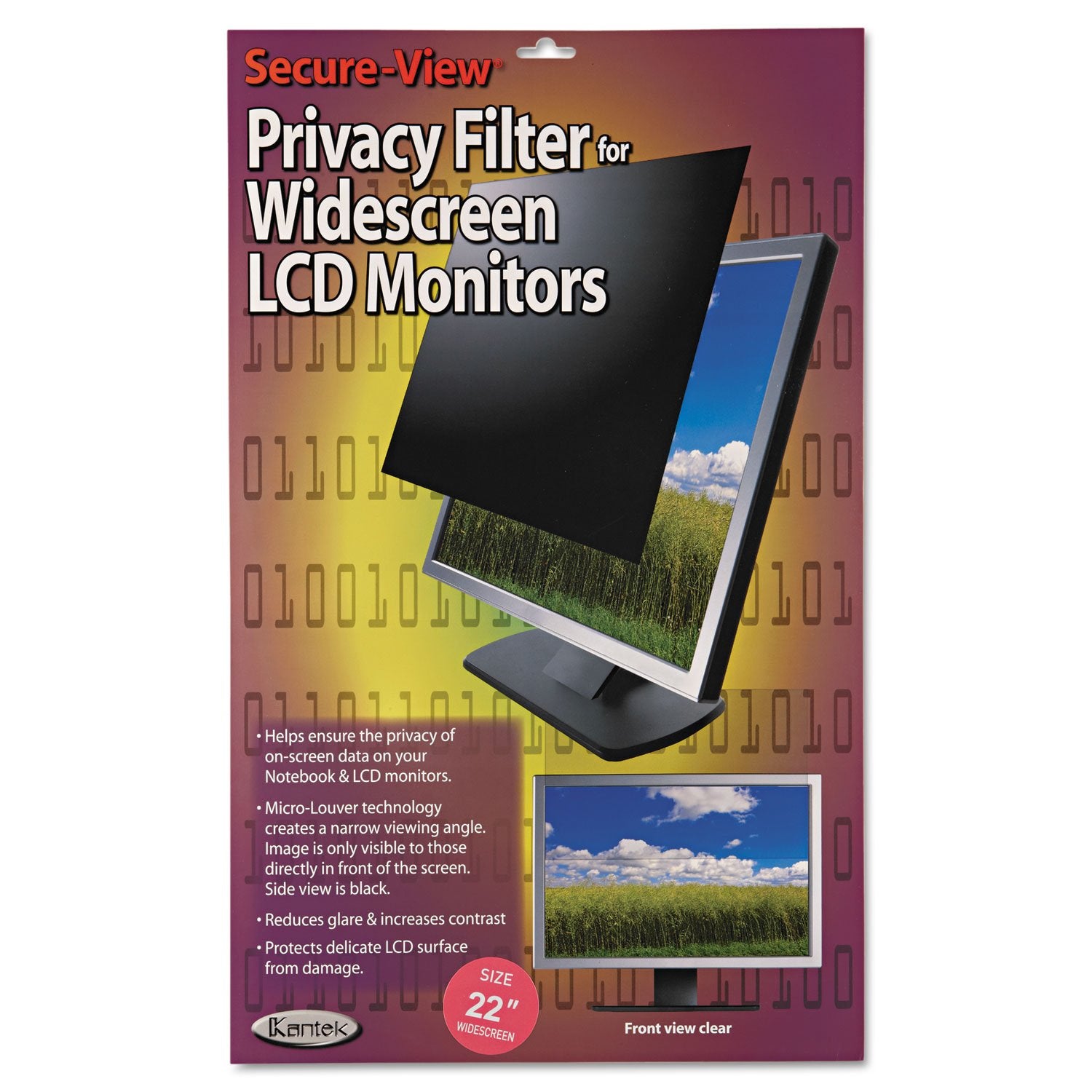 Kantek Svl22W Secure View Lcd Privacy Filter For 22 Inch Widescreen