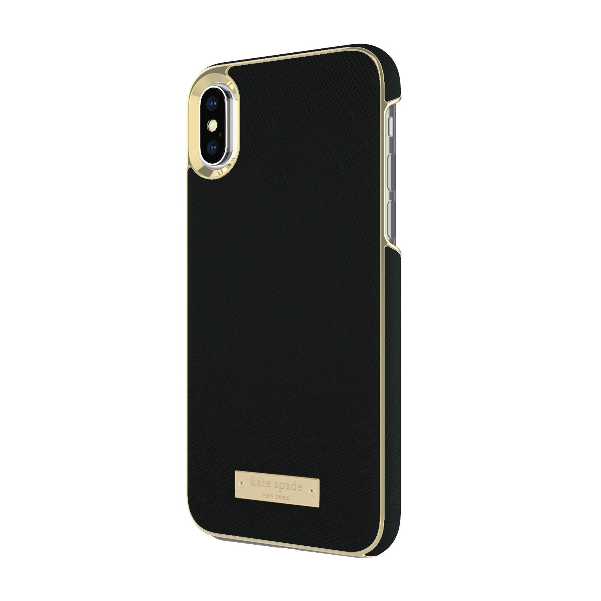 Kate Spade New York Saffiano Wrap Case For Iphone Xs/X   Black And Gold