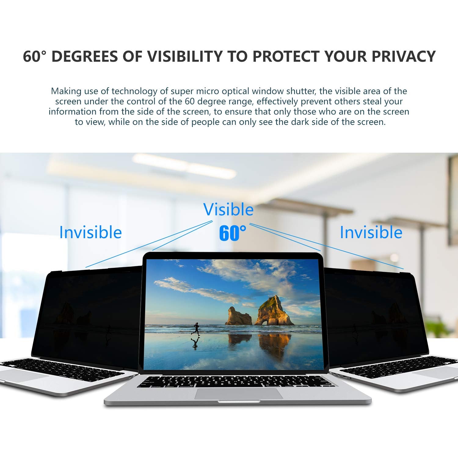 J J-Dream 14 Inch Laptop Privacy Screen Shield - Anti-Glare, Anti-Scratch, Blue Light Protection, 16:9 Aspect Ratio, Black