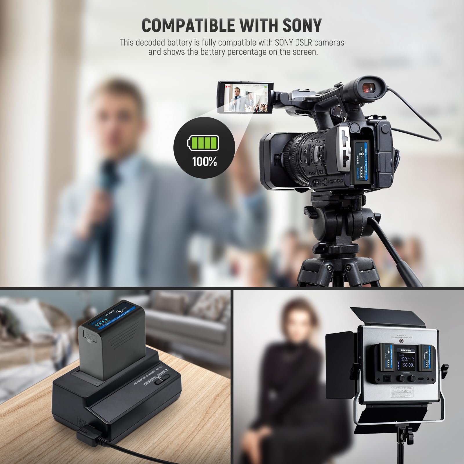 Neewer 2Pcs Np F970 Replacement Batteries 7800Mah, Rechargeable Np F Battery Compatible With Sony Np F550 750 950 970, 20W Type