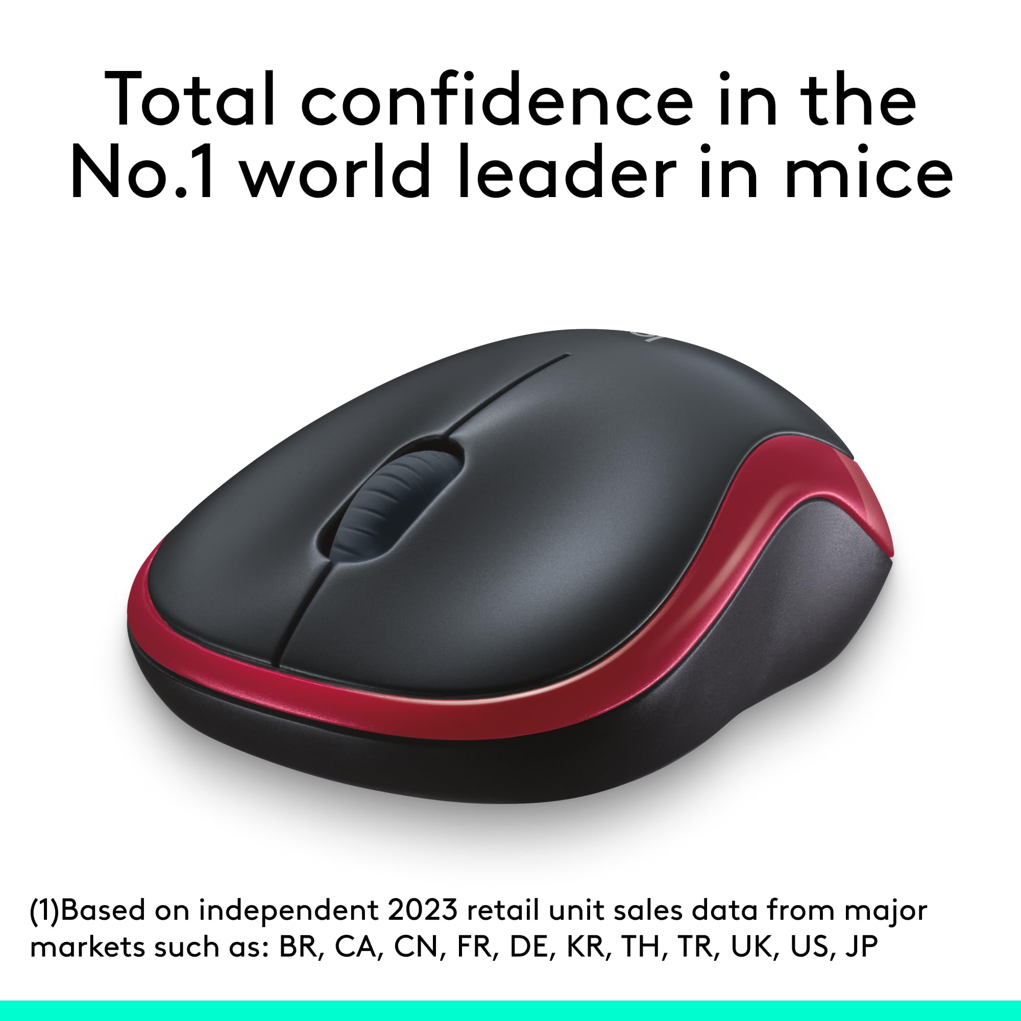 Logitech M185 Wireless Mouse, 2.4Ghz With Usb Mini Receiver, 12 Month Battery Life, 1000 Dpi Optical Tracking, Ambidextrous, Com