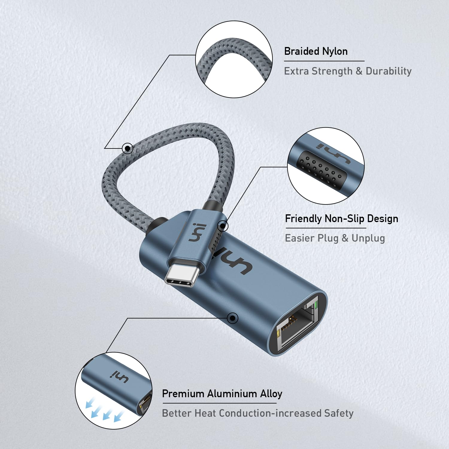 Usb C To Ethernet Adapter, Uni Driver Free Rj45 To Usb C [Thunderbolt 3/4 Compatible], 1Gbps Type C Gigabit Ethernet Lan Network