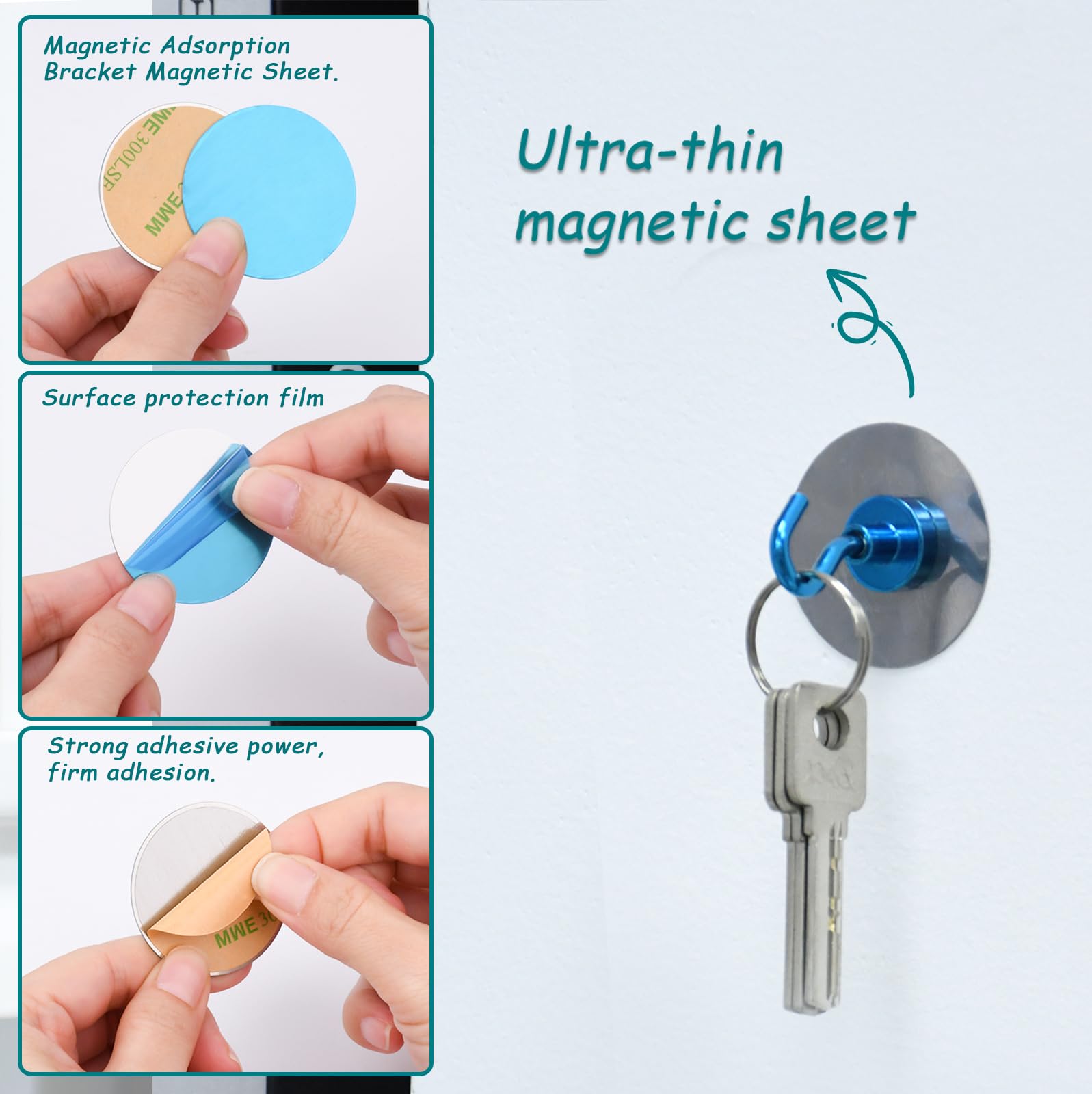 FPMYB Silver Metal Plates for Magnetic Car Phone Holder, Round 40mm Thin Steel Sheets with Adhesive for Universal Cases