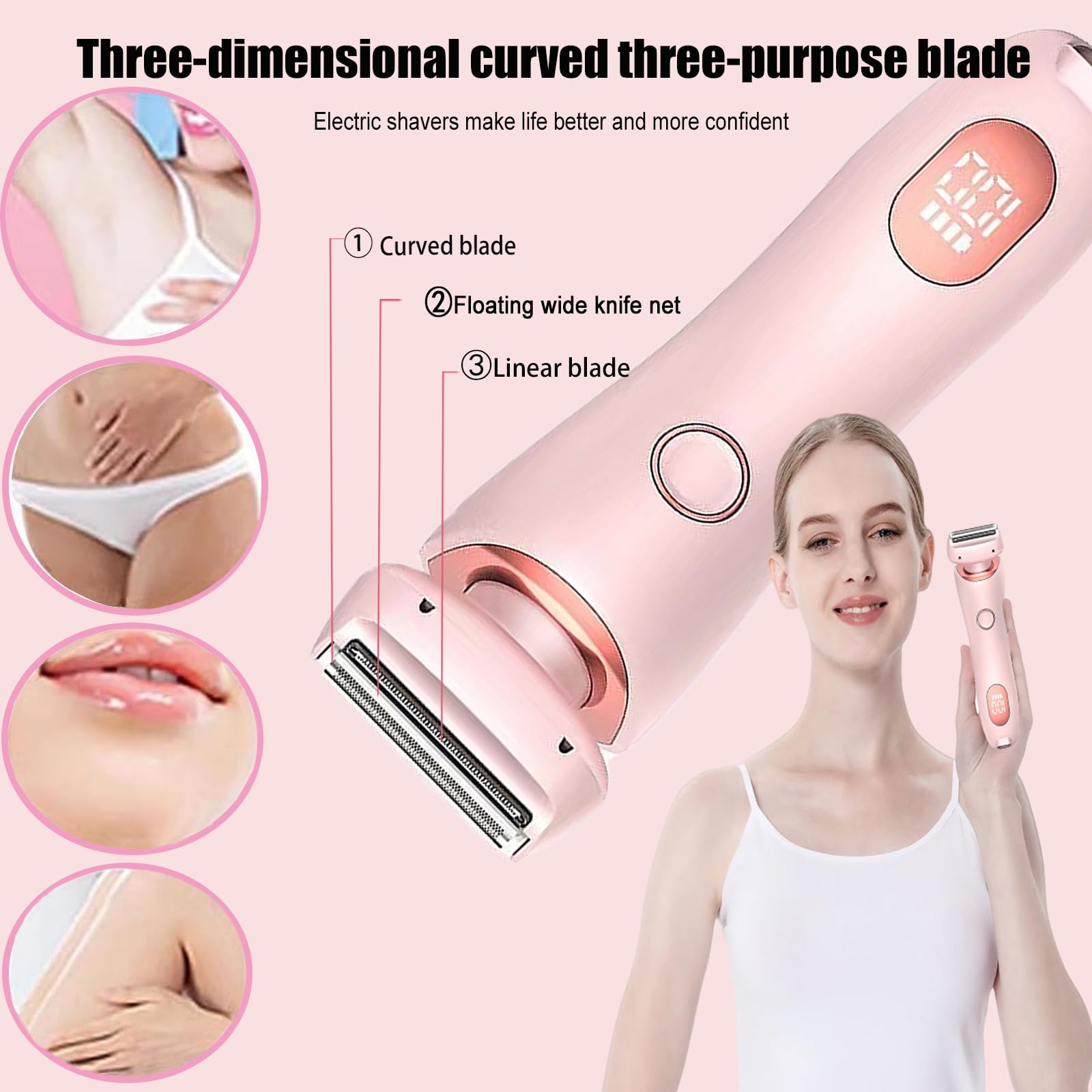 Generic Silky Glow 2 In 1 Body Shaver, Electric Razors Kit For Women, Rechargeable, Pink, Feminine Elegance, Waterproof, Usb Cha