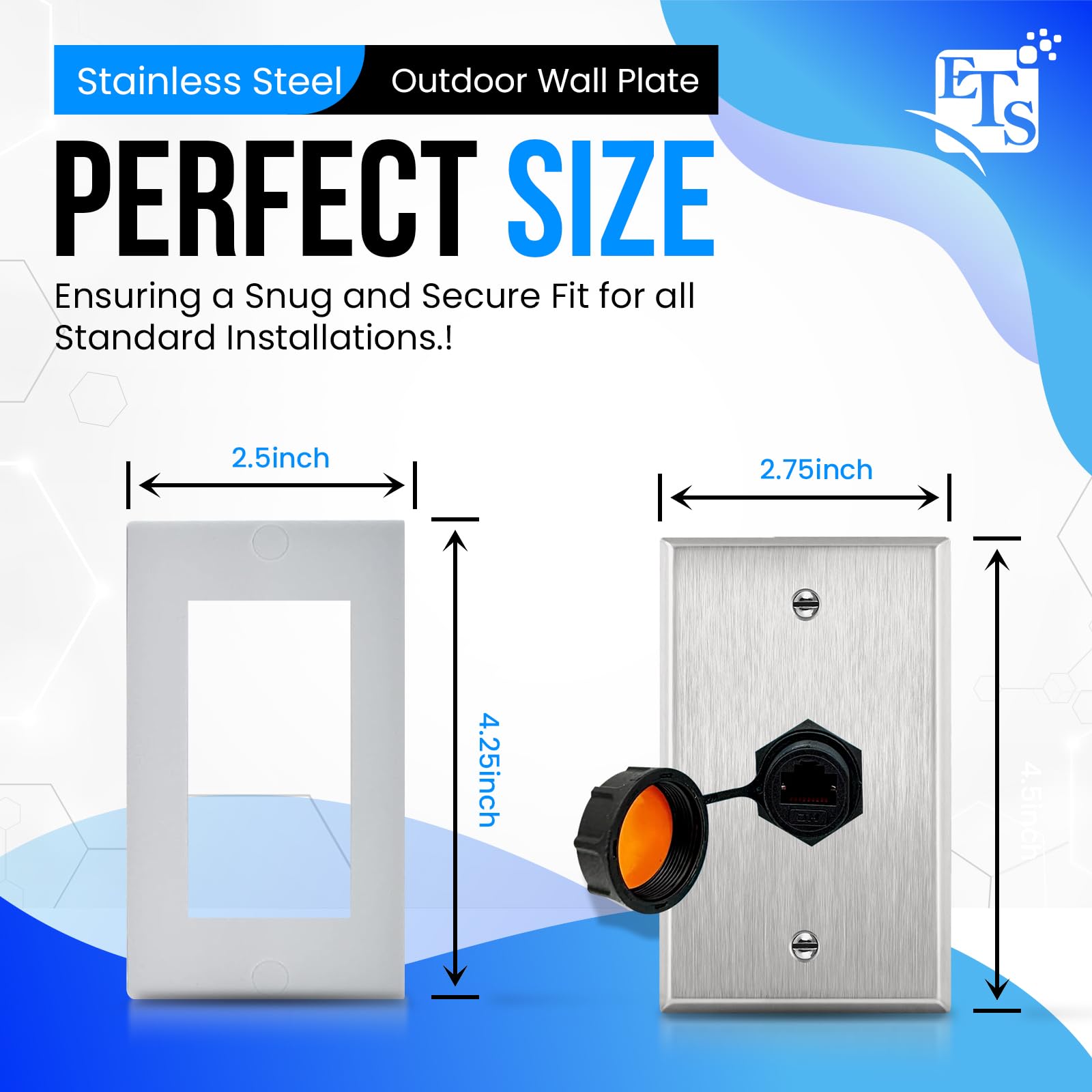 Ets Outdoor Ethernet Jack Wall Plate Weatherproof Ip67 Rj45 Connector Jack Waterproof Ethernet Bulkhead Connector, Female To Fem