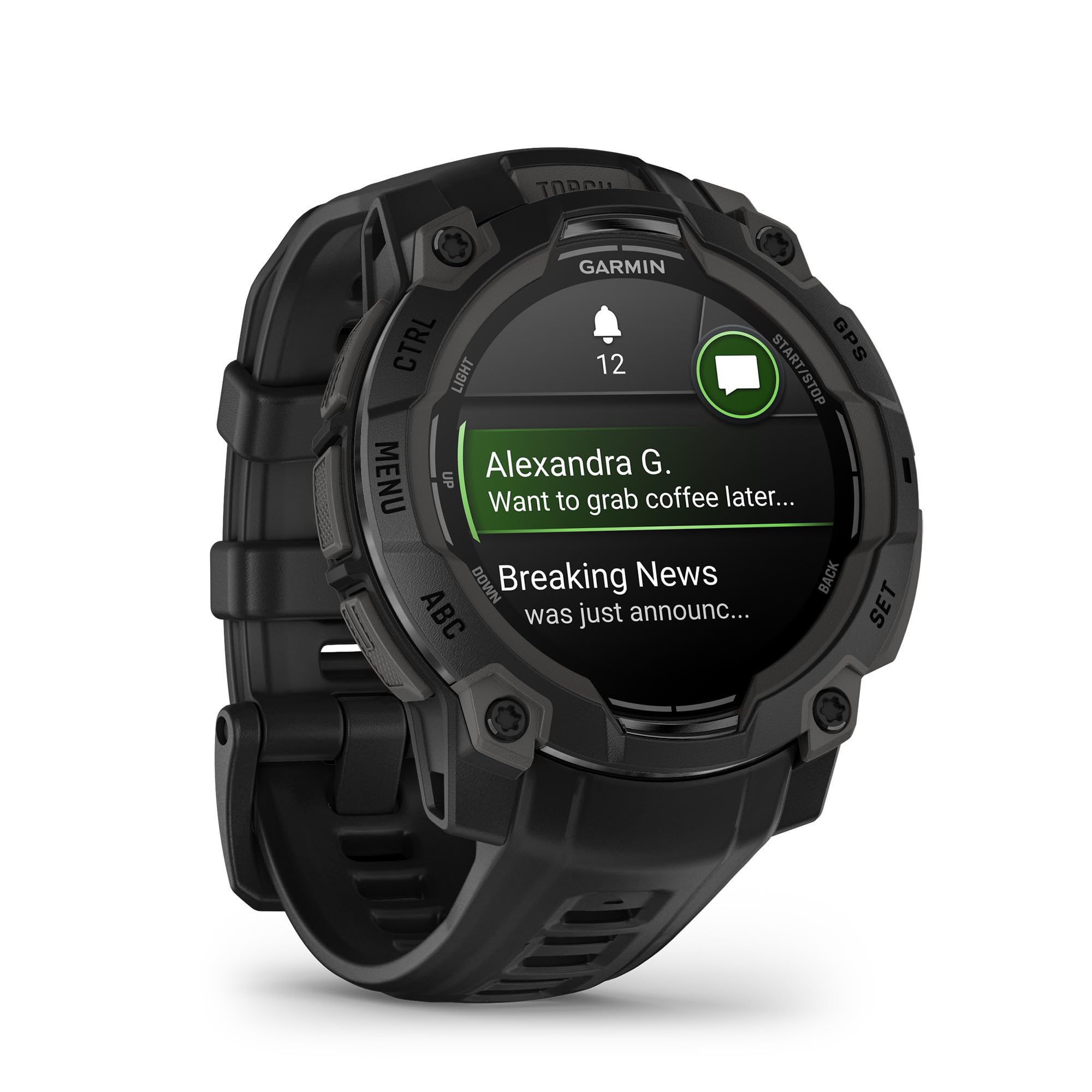 Garmin Instinct? 3 45Mm, Amoled Display, Rugged Outdoor Gps Smartwatch, Metal Reinforced Bezel, Built In Flashlight, Up To 18 Da