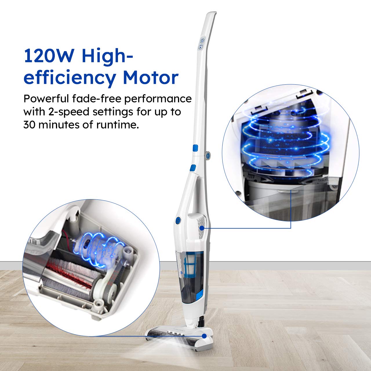 Vacmaster Vsd1801 Cordless Handheld & Stick Vacuum Cleaner 2 In 1, Rechargeable Li Ion Battery Powerful Lightweight For Hardwood