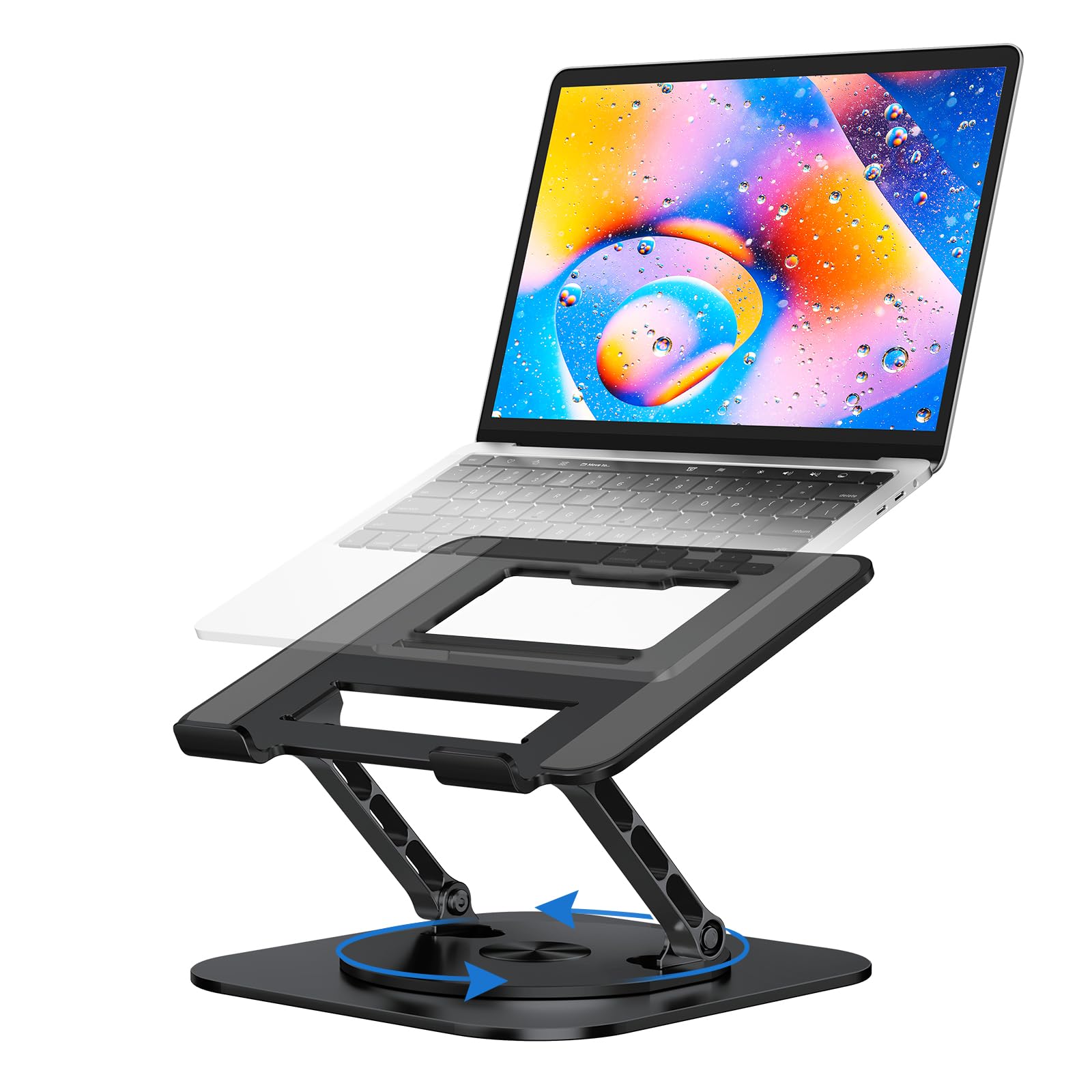 Mchose Laptop Stand For Desk, Ergonomic Laptop Riser With 360 Rotating Base, Foldable Notebook Computer Holder Stand Compatible 