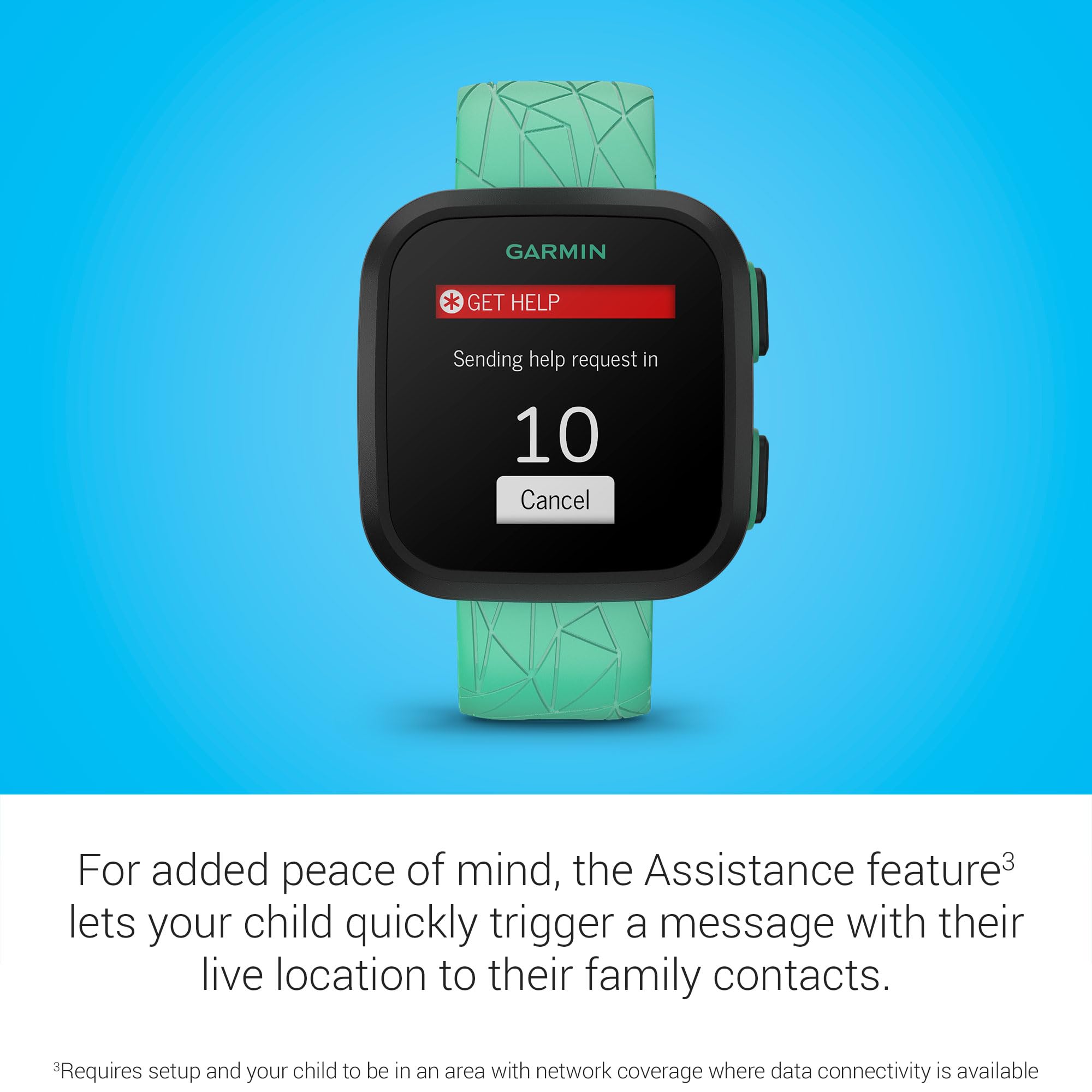 Garmin Bounce, Kids Smartwatch, Two-Way Text And Voice Messaging, Location Tracking, Green Burst