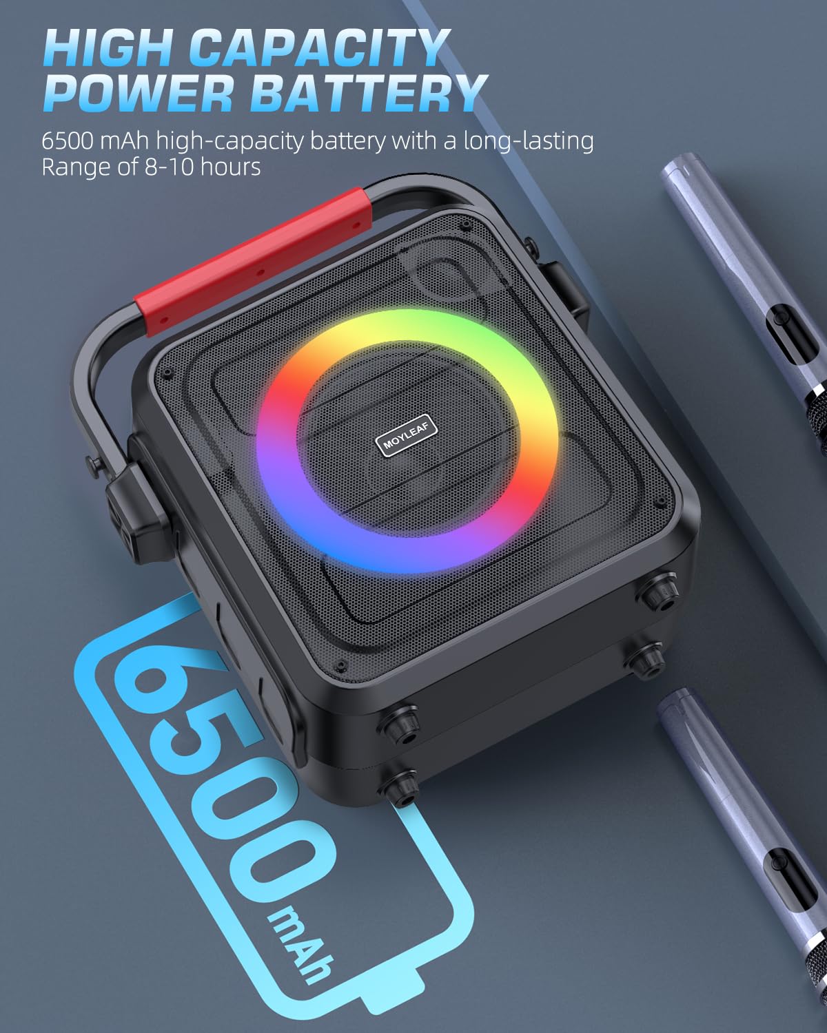 Karaoke Machine For Adults & Kids,Bluetooth Karaoke Speaker With Two Wireless Karaoke Microphones,Pa System Speaker Supports Tf