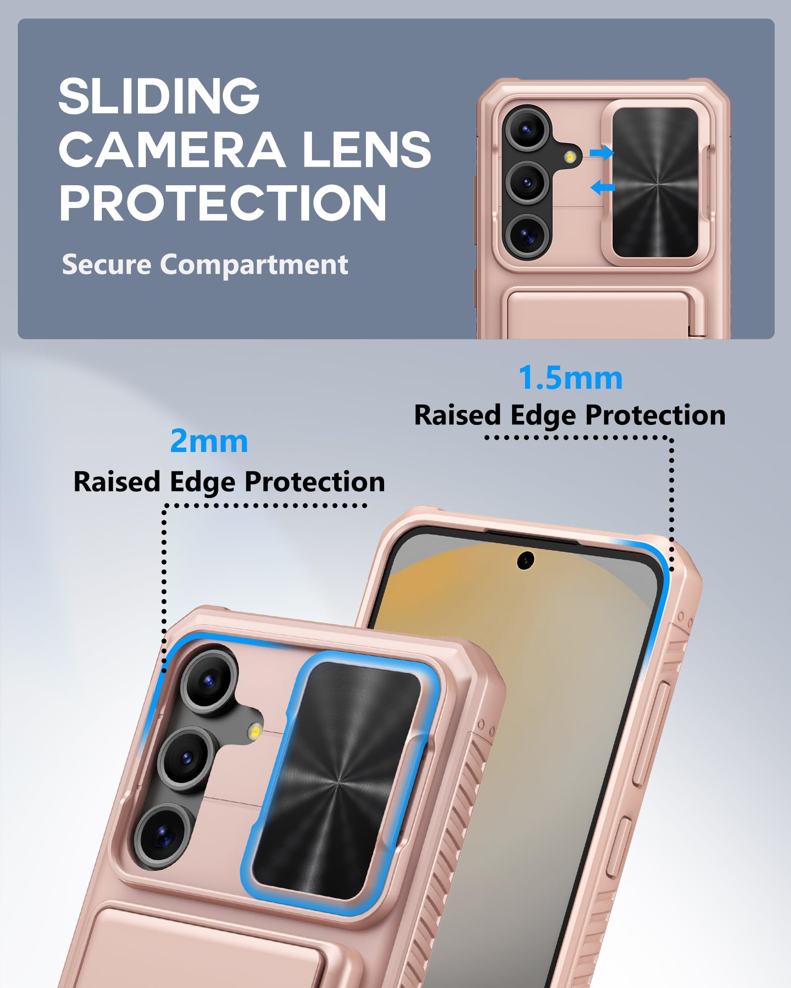 Atatoo For Samsung Galaxy S24 Fe Case Wallet, Built In Card Holder(Store 4 5 Cards) & Slide Lens Cover, Military Grade Protectio