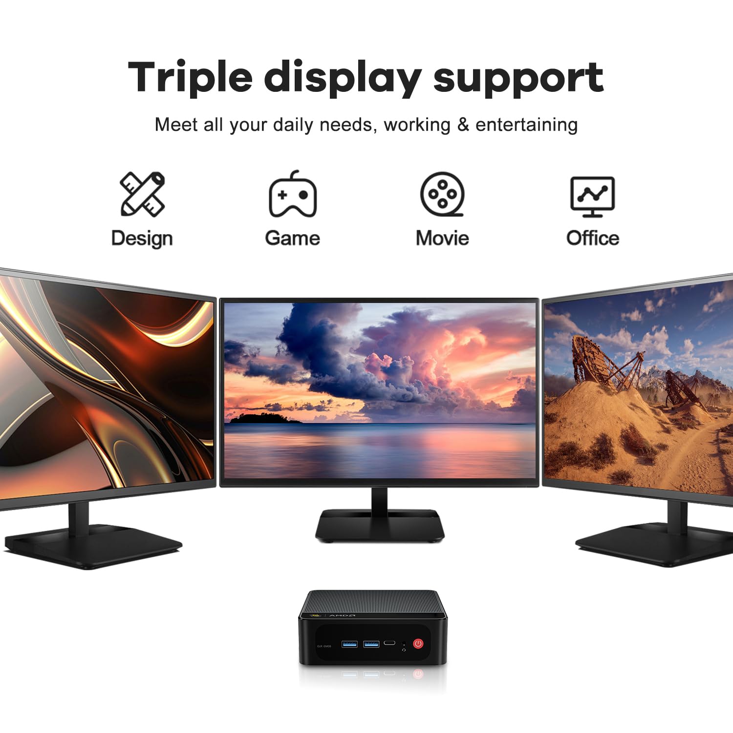 Beelink Mini Pc Amd Ryzen 5 5500U (Up To 4.0Ghz, 6C/12T), Mini Computers 16G Ddr4 Ram 500Gb M.2 2280 Nvme Ssd, 4K Triple Display