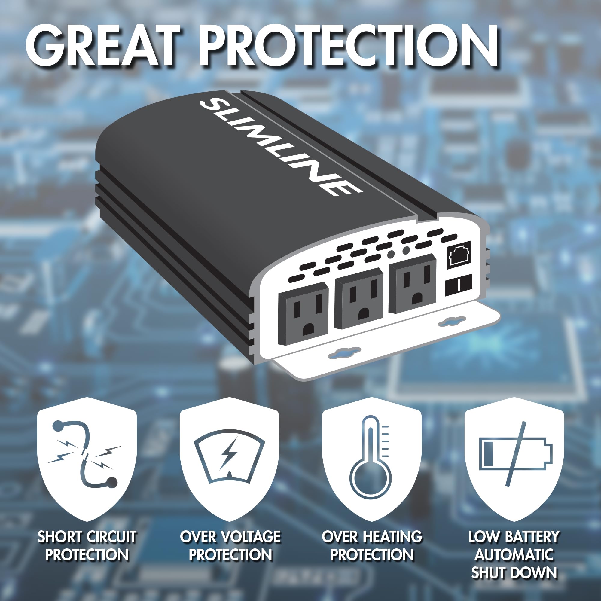 Wagan El3724 2000W Slim Line Ac To Dc Power Inverter 2000W Truerated Continuous 4500W Surge Power Dc 12V To Ac 110V Power Invert