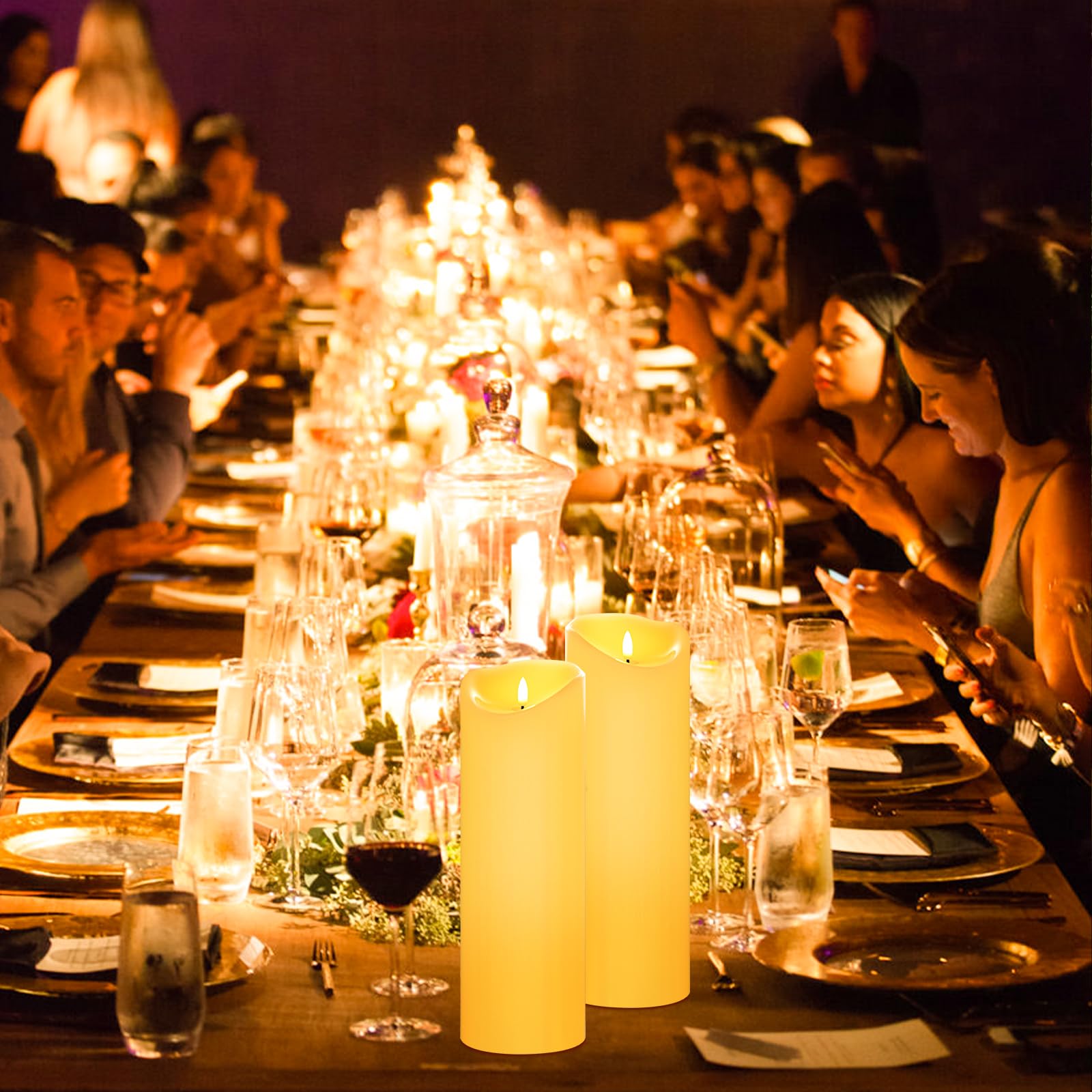 Mingfuxin Large Waterproof Outdoor Flameless Candles, Battery Operated With Remote Control And Timer, Flickering Led Pillar Cand