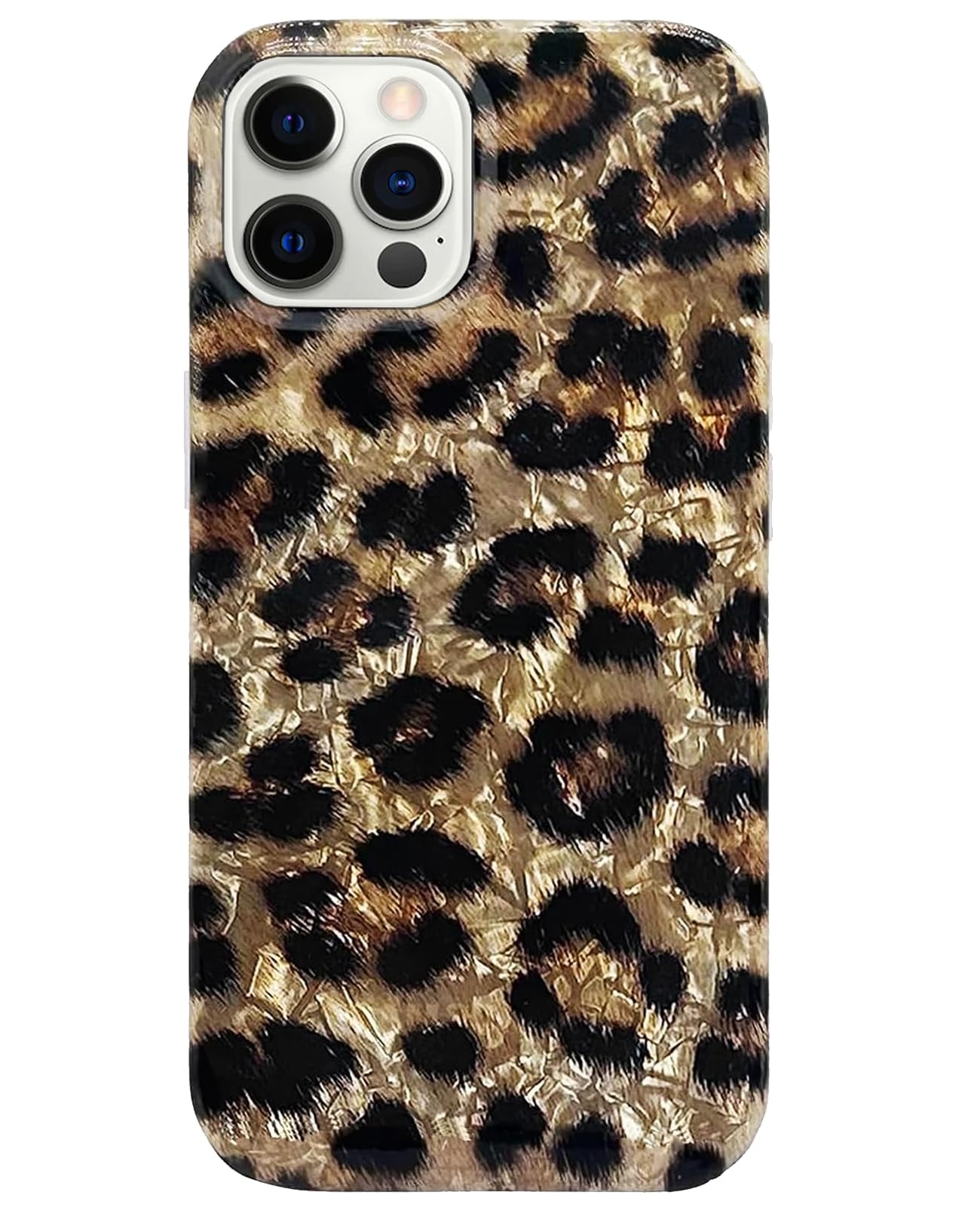 J.west Compatible with iPhone 12 Pro Max Case 6.7, Classic Soft Sparkly Leopard Print Pearly Thinfoil Animal Design Women Girl P