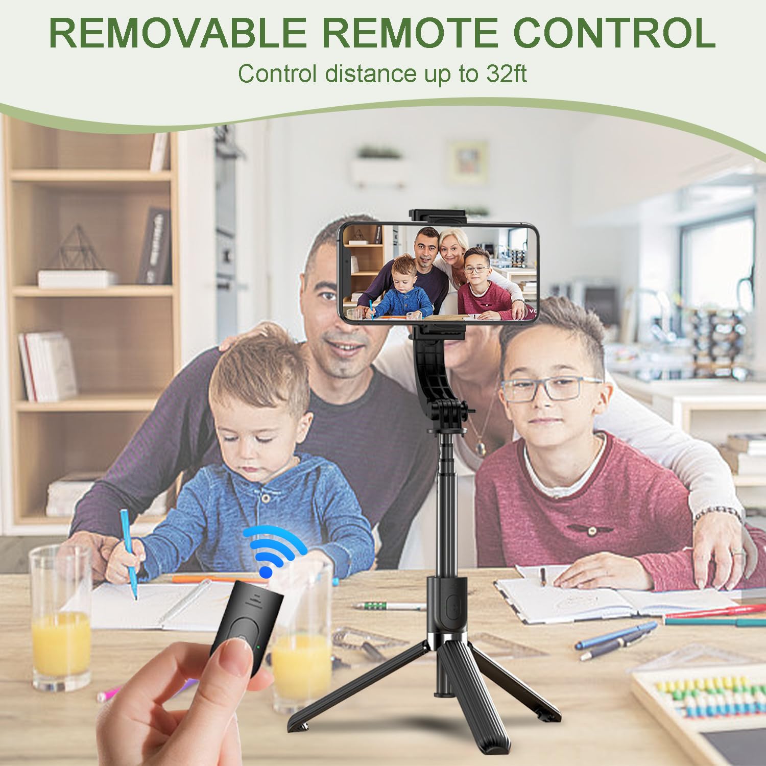 Selfie Stick Gimbal Stabilizer, Upxon 360 Rotation Tripod With Wireless Remote, Portable Phone Holder, Auto Balance 1-Axis Gimba