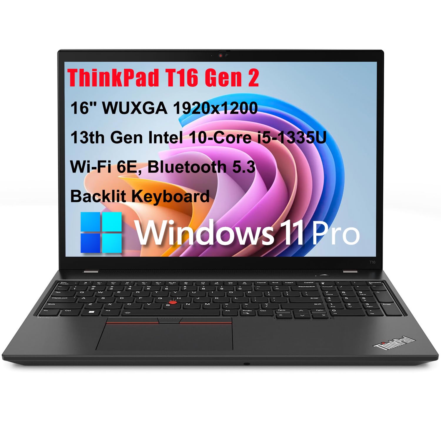 Lenovo Thinkpad T16 Gen 2 Business Laptop Computer, 16'' Fhd+, 13Th Gen Intel 10 Core I5 1335U (Beat I7 1255U), 40Gb Ddr4 Ram, 2