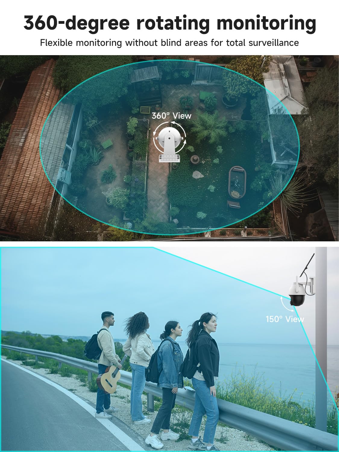 Juancloud 4G Lte Cellular Security Camera Outdoor Includes Sd&Sim Card, 4Mp No Wifi, Solar Powered 18000Mah, 2K Live 360, Color