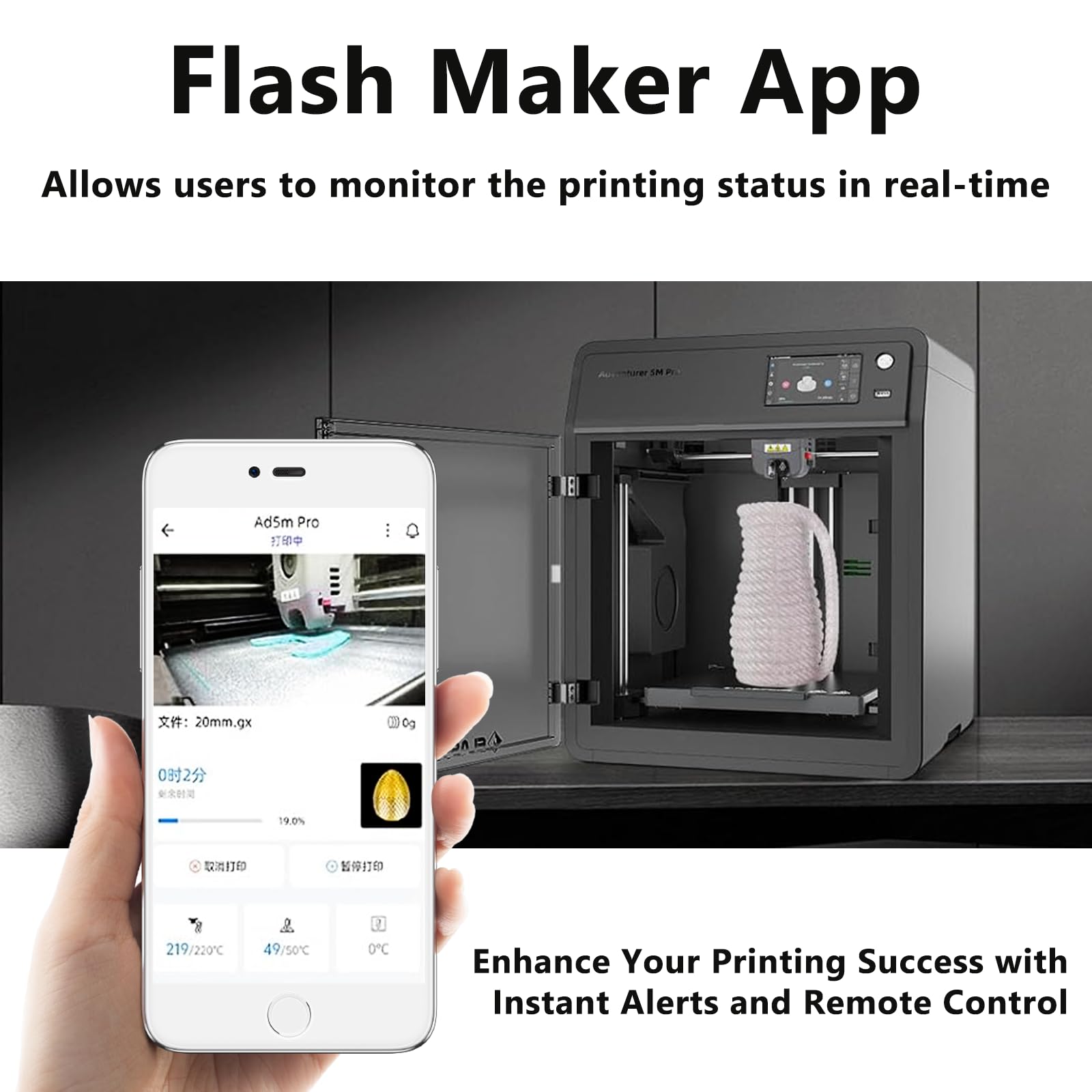 Sahvaim Original Camera Smart Kit For Flashforge Adventurer 5M Pro/5M 3D Printers- 1080P Real-Time Remote Monitoring Surveillanc