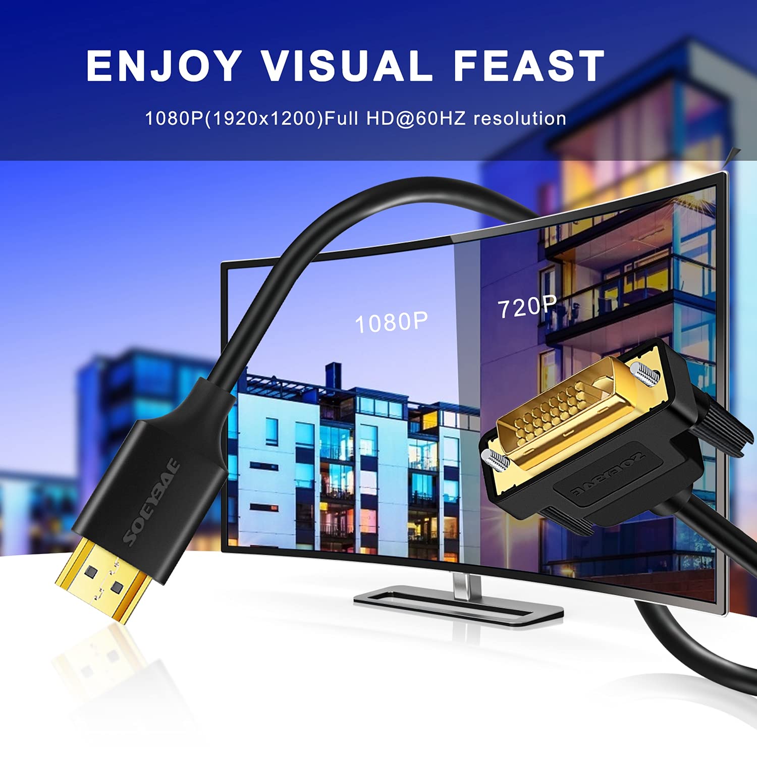 Soeybae Dvi To Hdmi Cable 15Ft,Hdmi To Dvi Bi Directional Adapter Cable Support 1080P,Compatible With Xbox, Pc, Tv Box,Monitor