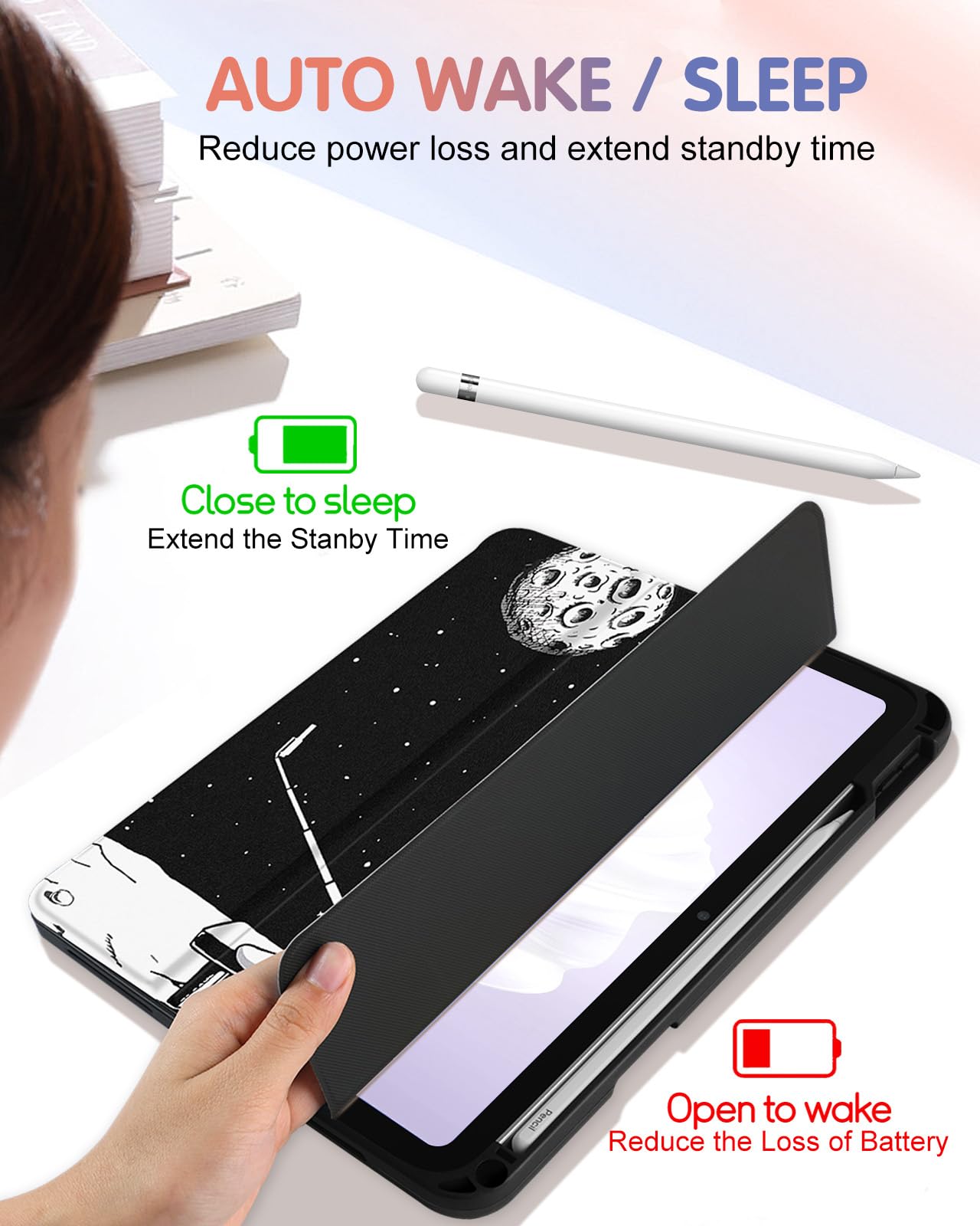 Wazzasoft For Apple Ipad 10Th Generation Case 10.9 Inch Cute Women Girls Kids Folio Cover Teens Astronaut Design Unique With Pen