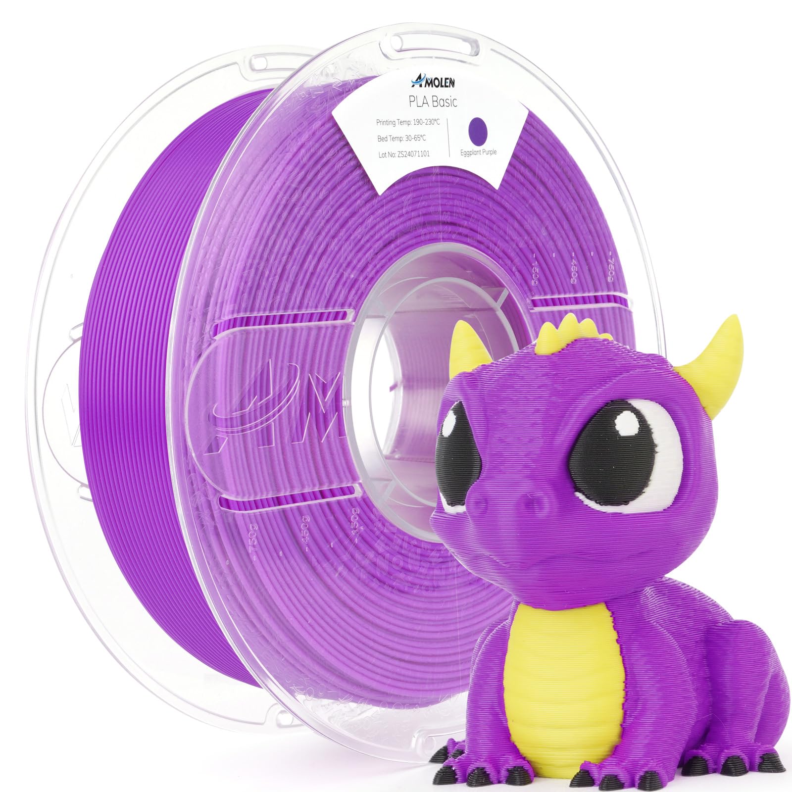 AMOLEN 3D Printer Filament PLA, True High Speed 600mm/s 1.75mm PLA Filament Eggplant Purple PLA, 1KG/2.2lb, Dimensional Accuracy