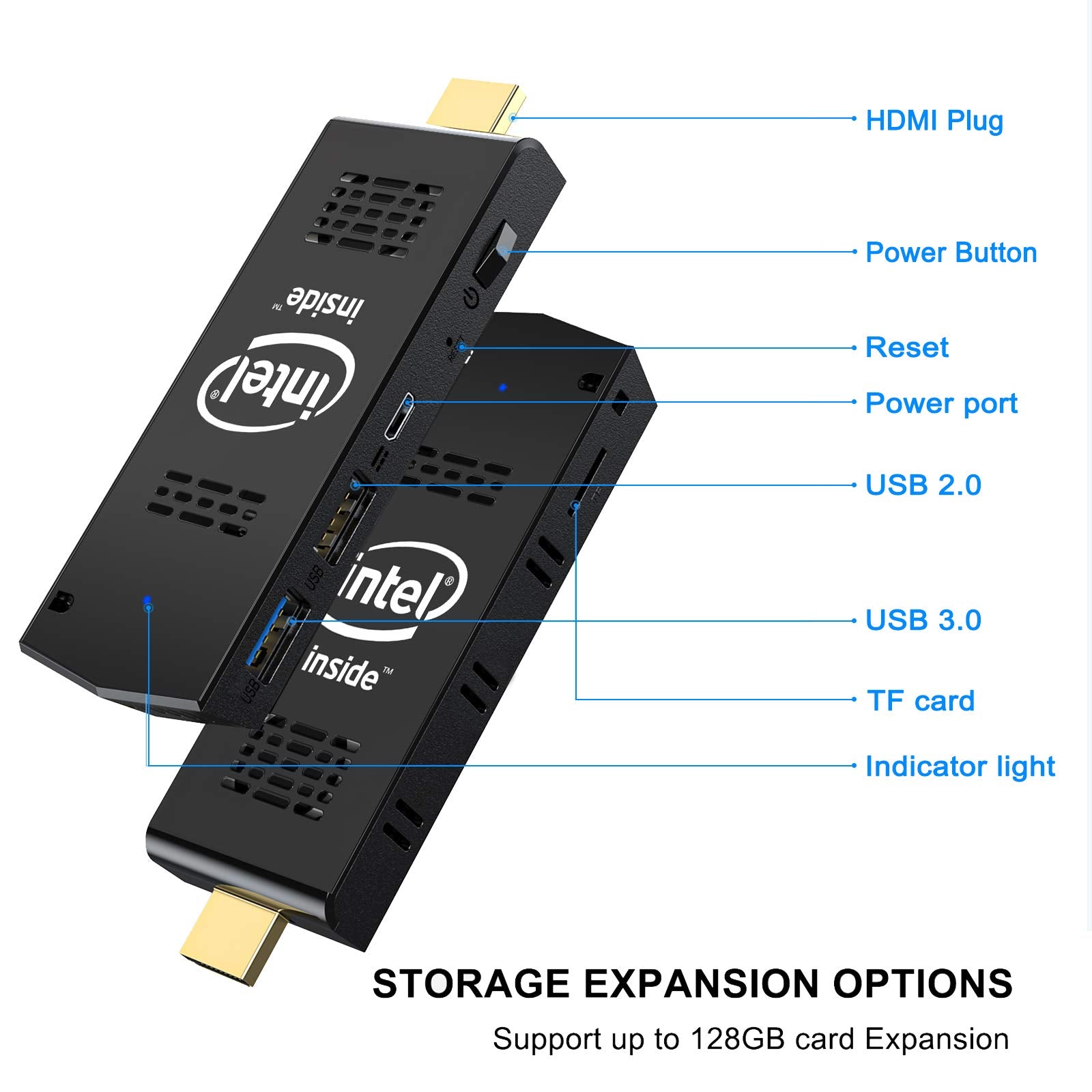 Aklwy Intel Compute Stick Mini Pc Stick 8Gb Ram 128Gb Rom With Intel Atom Z8350 & Windows 10 Pro Support Auto On After Power Fai