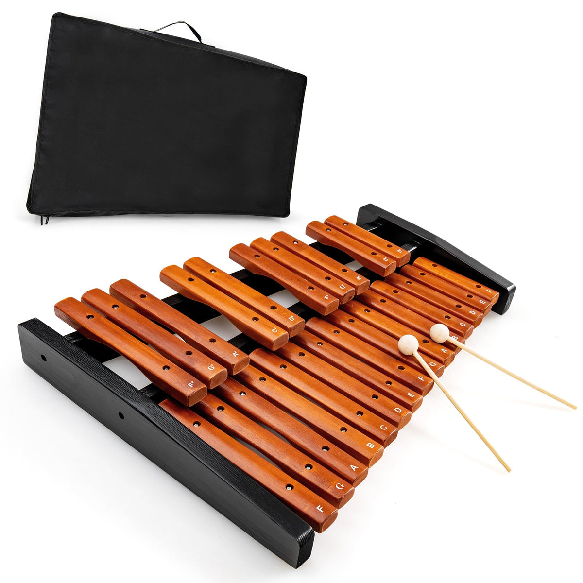 Costzon Portable 25 Note Xylophone, Wood Xylophone Kit With 2 Mallets & Convenient Carrying Bag, Beginner Xylophone Percussion I
