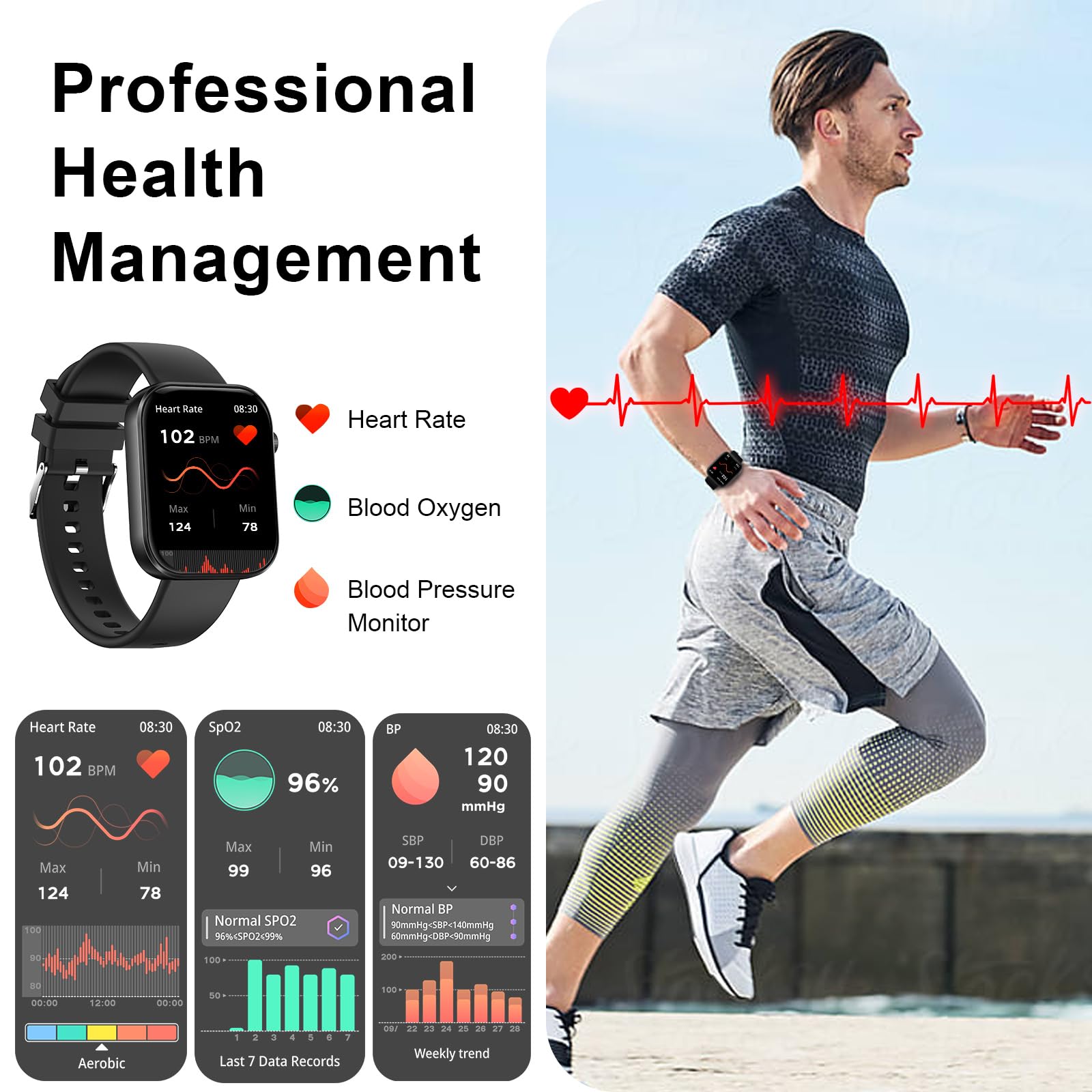 Smart Watch(Answer/Make Call),1.90'' Hd Smart Watches For Men Women, Activity Trackers And Smartwatches For Android Ios, Spo2/He