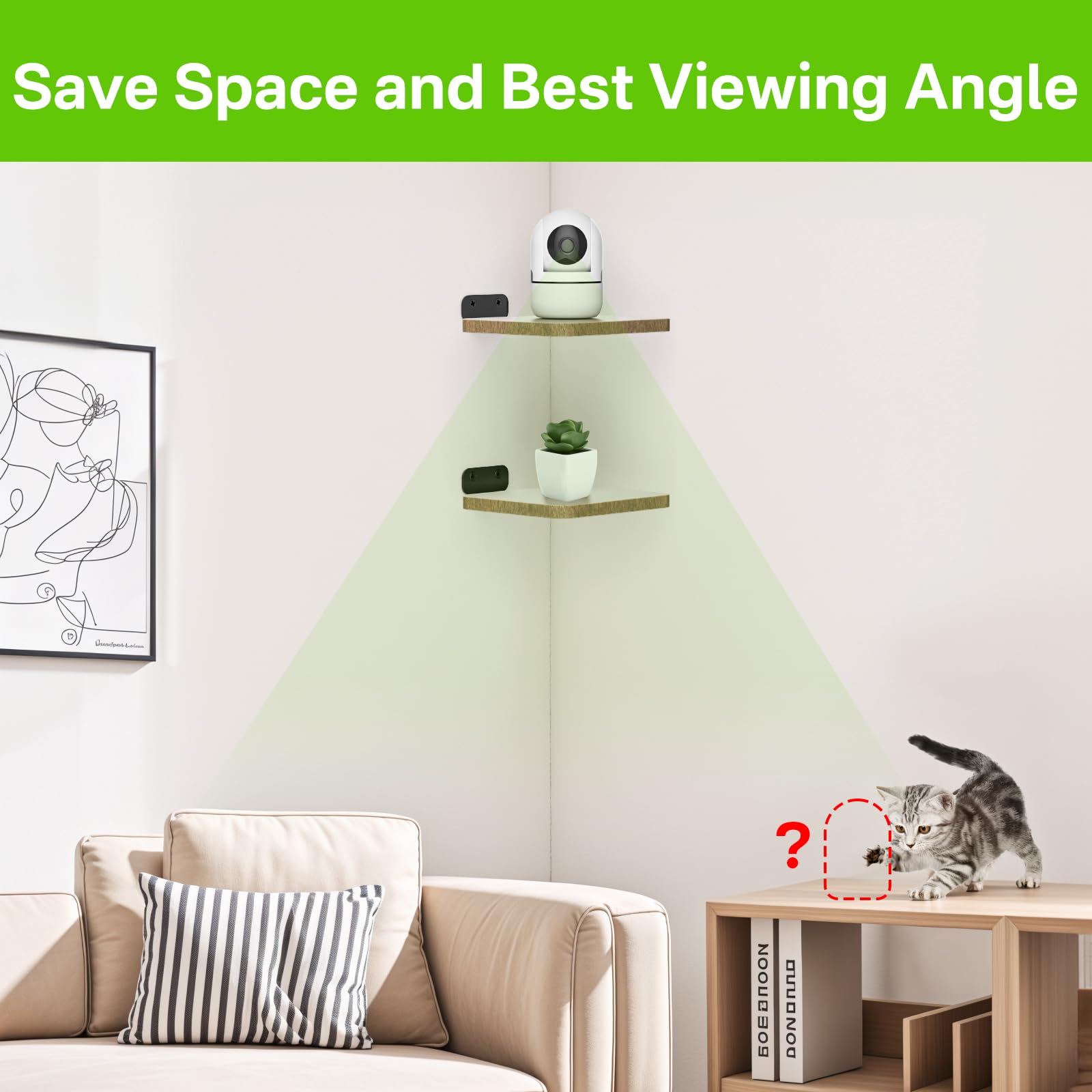 Wooden Floating Wall Shelves For Camera Wall Mount Universal Wall Mount Shelves For Security Camera Mount With Cable Reserved, W