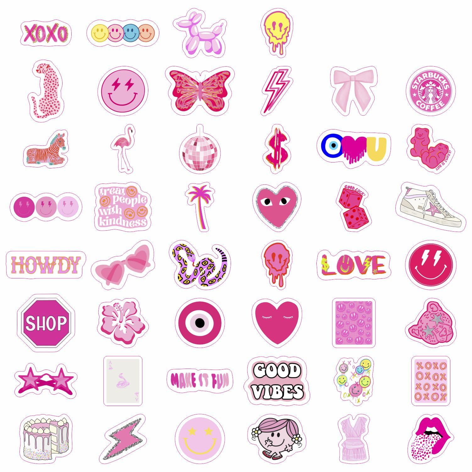 100Pcs Preppy Stickers For Water Bottle And Laptop   Preppy Party Favors & Decorations, Waterproof Vinyl Decals, Fashion And Fun