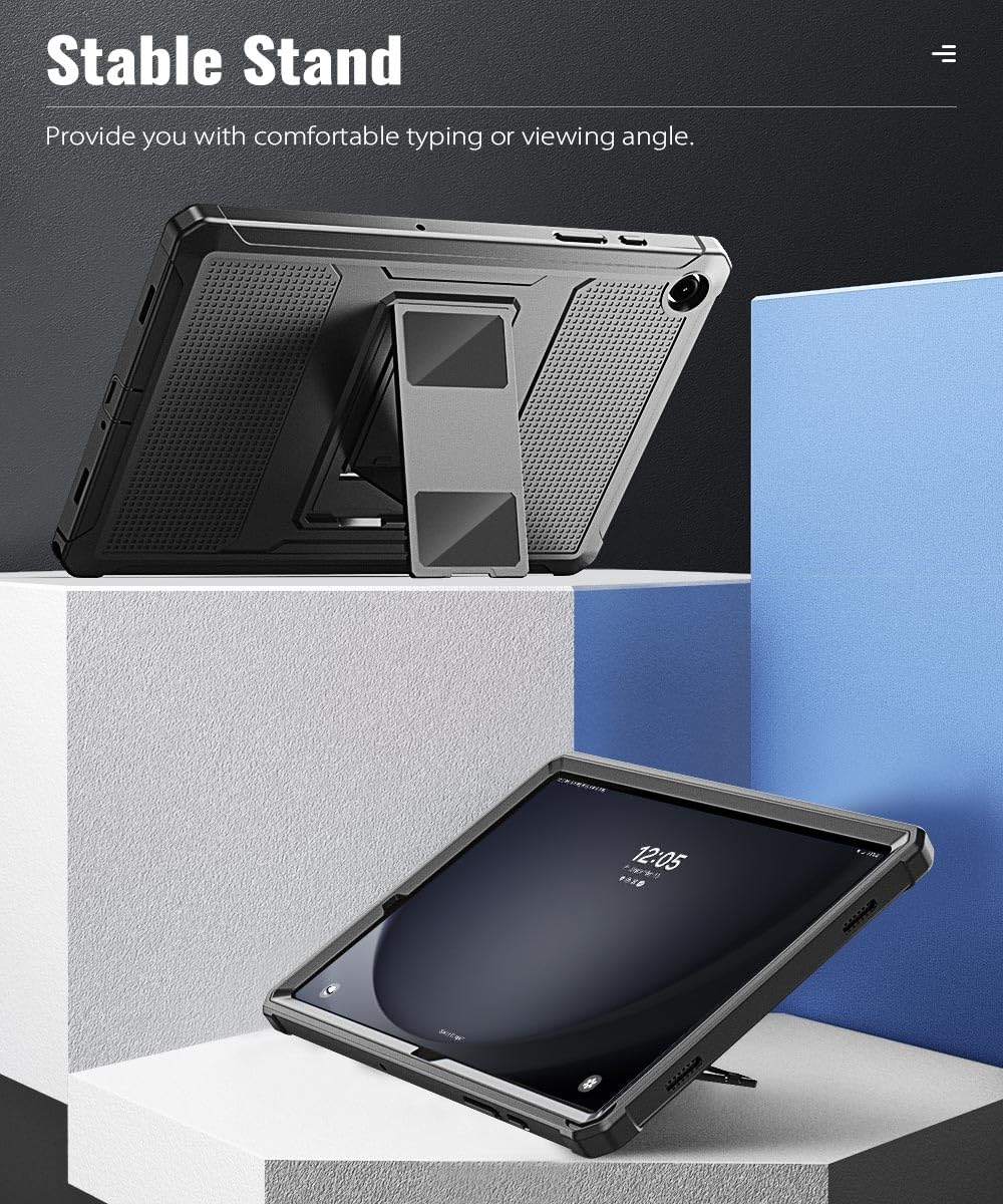 MoKo Case Fit Galaxy Tab A9 Plus 11 Inch 2023 (SM X210/X216/X218), Shockproof Full Body Rugged Stand Back Cover Built in Screen Protector Fit Galaxy Tab A9+ 11' 2023, Black