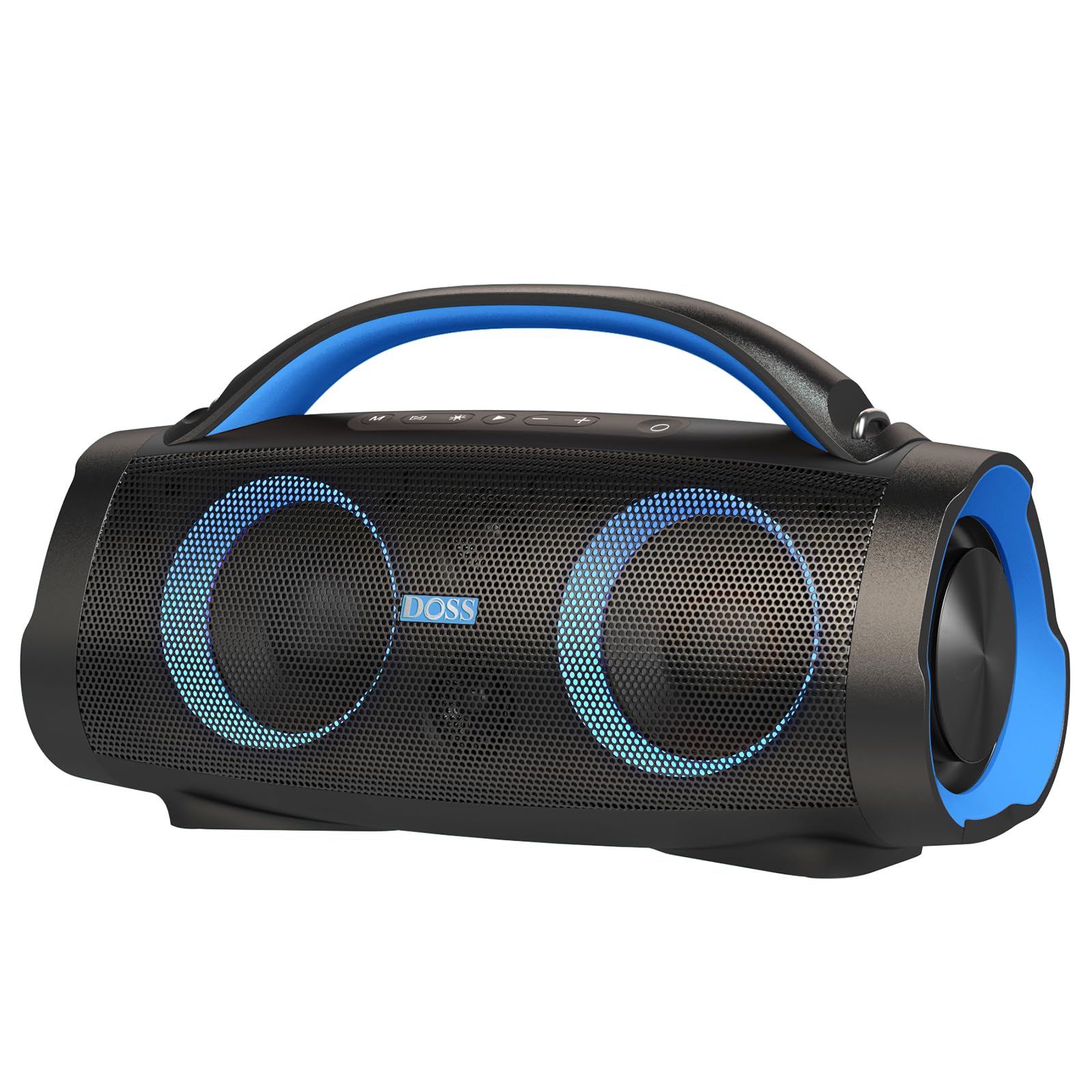 Doss Extreme Boom Pro Loud Bluetooth Speaker With 100W Stereo Sound, Extra Bass, 20H Playtime, Party Sync Led Lights, Built In Power Bank, Ipx6 Waterproof For Outdoor, Camping, Travel Blue
