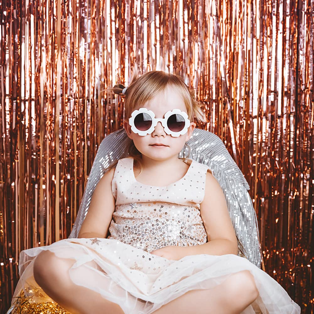 10 Pack Foil Curtain Backdrop Rose Gold Metallic Tinsel Foil Fringe Curtains Photo Booth Props For Birthday Wedding Engagement B