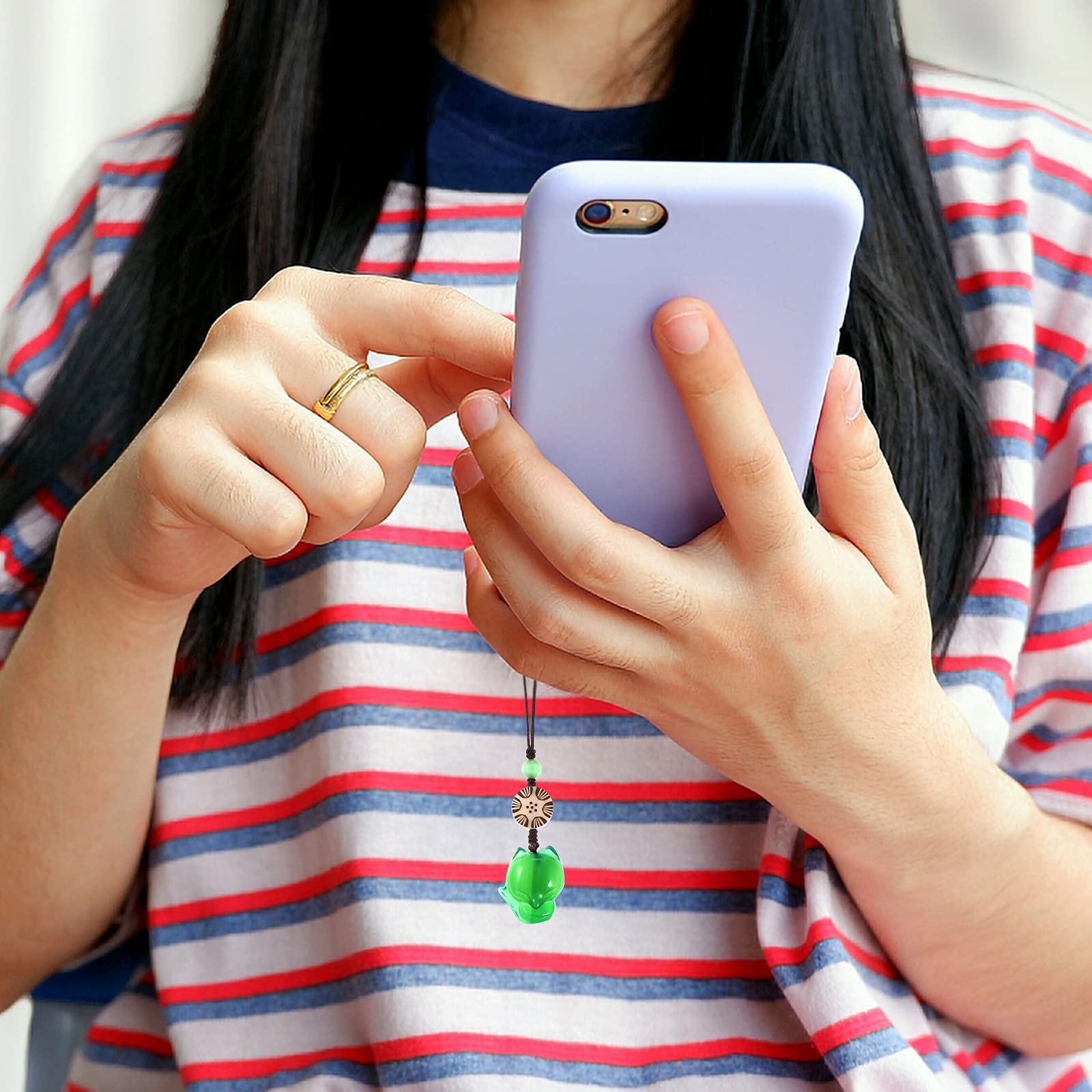 Hemobllo Cell Phone Strap Cartoon Fox Phone Charm Key Chain Car Key Purse Pendant Hanging Pendants Decor Green