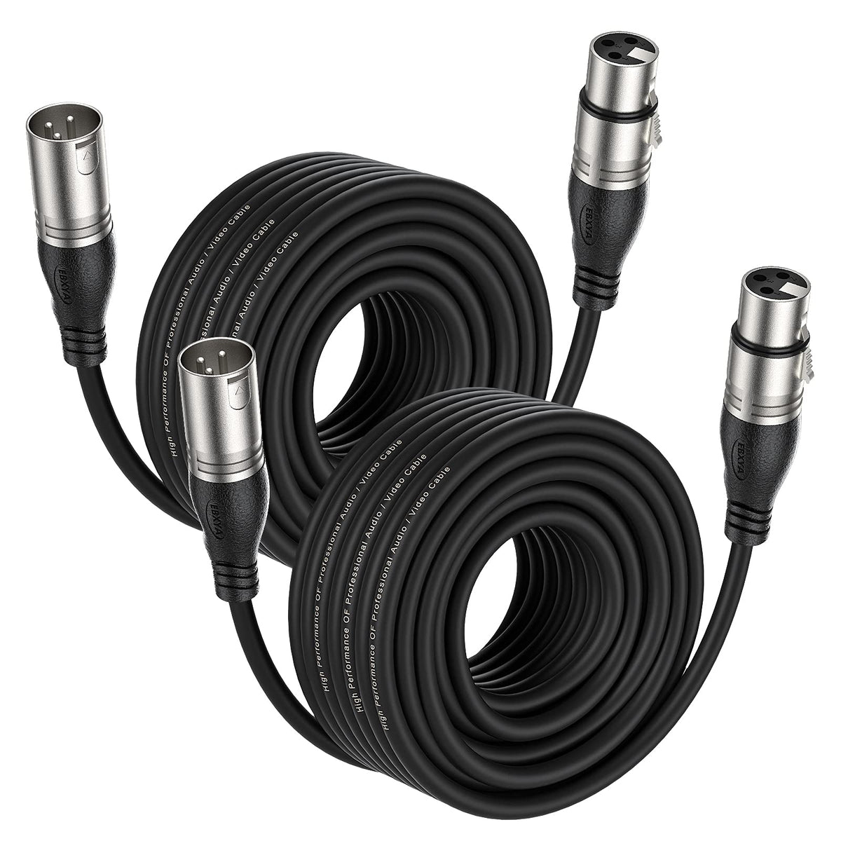 Ebxya Xlr Cable 50Ft 2 Packs   Premium Balanced Microphone Cable With 3 Pin Xlr Male To Female Mic Speaker Cable, Black