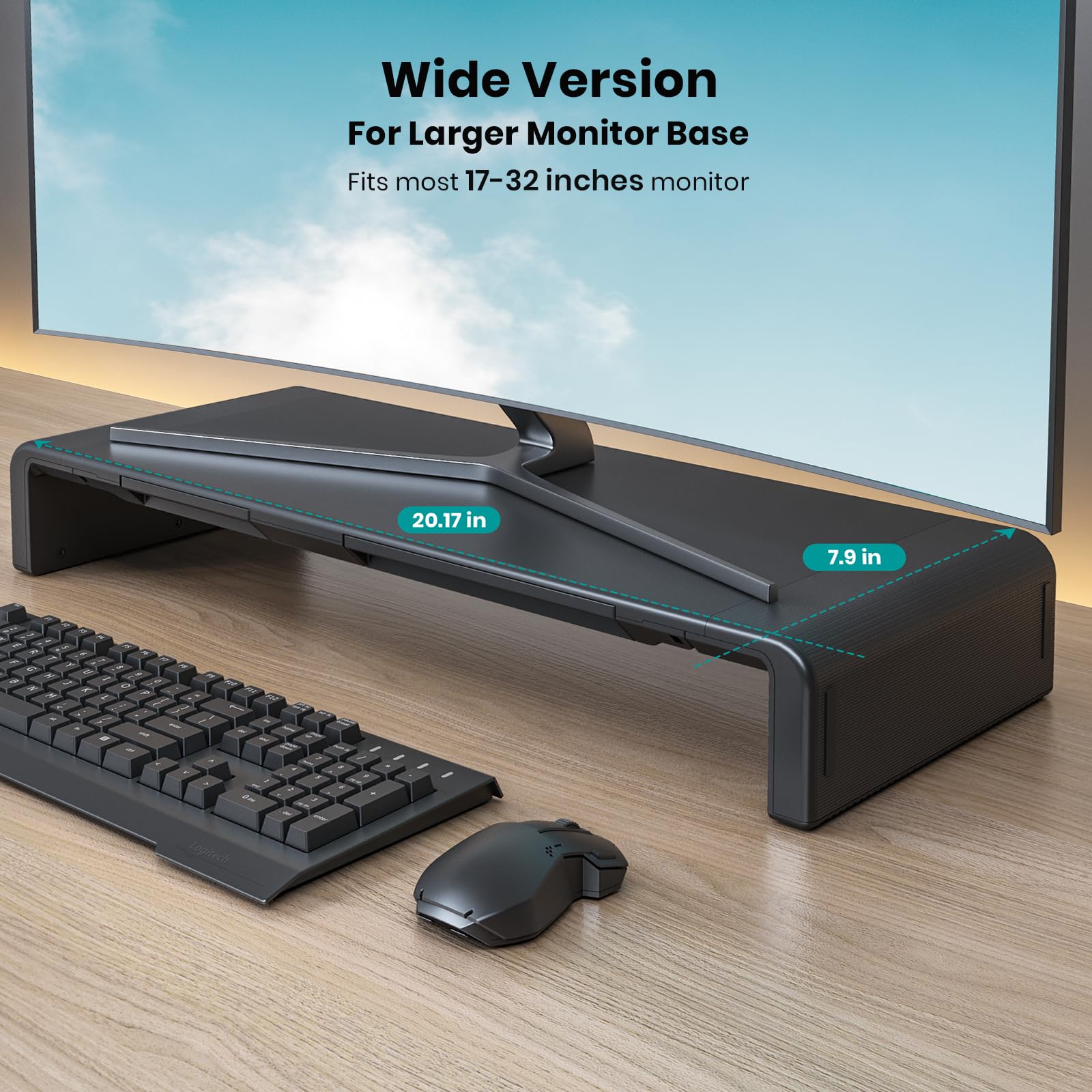 Monitor Stand Riser, Klearlook Foldable Computer Monitor Riser,Height Adjustable Computer Stand, Desk Shelf Riser With Storage D