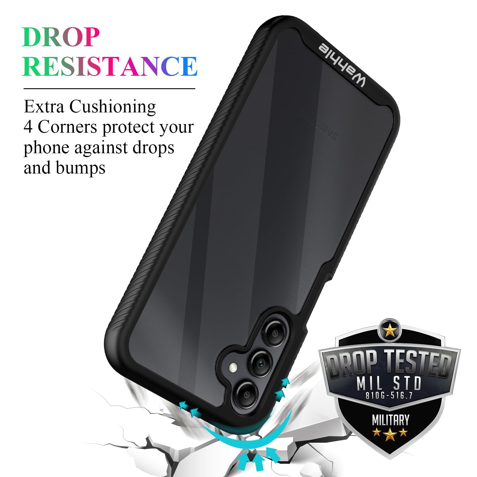 Wahhle Compatible With Galaxy A15 5G Case, Built In Screen Protector Full Body Shockproof Slim Fit Bumper Protective Phone Cover