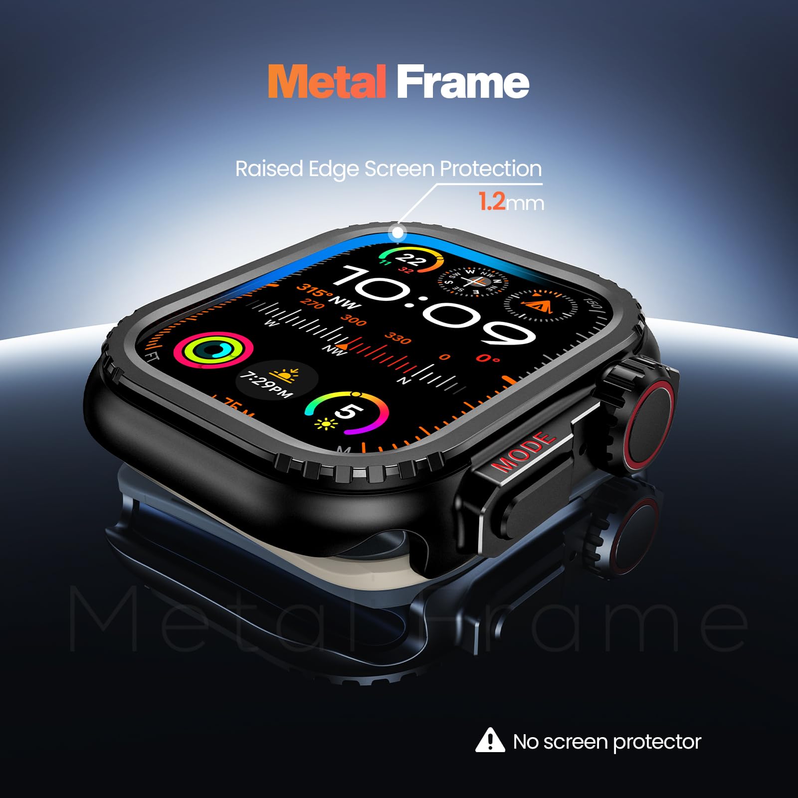 Goton Metal Bumper Case For Apple Watch Series 9 8 7 45Mm Protector, [Turn 45Mm Into Ultra Seamlessly] Rugged Bumper With Back C