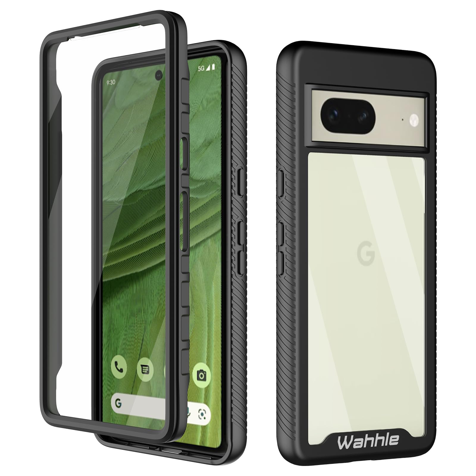 Wahhle Compatible With Google Pixel 7 Case, Built In Screen Protector Full Body Shockproof Slim Fit Bumper Protective Phone Cove