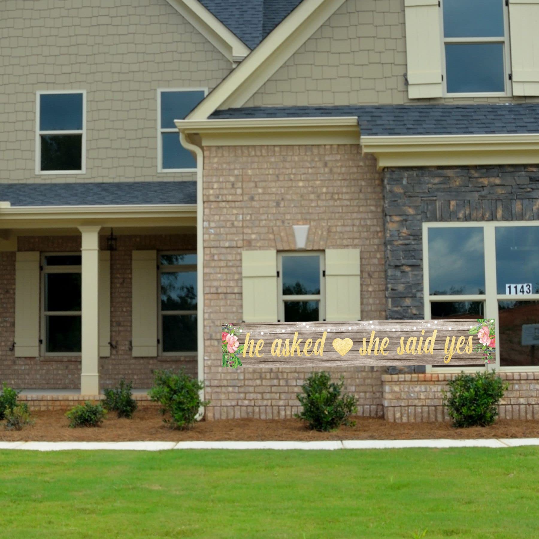 He Asked She Said Yes Backdrop Banner Decorations, Large Wedding Engagement Party Sign Supplies, Bridal Shower Photo Booth Props