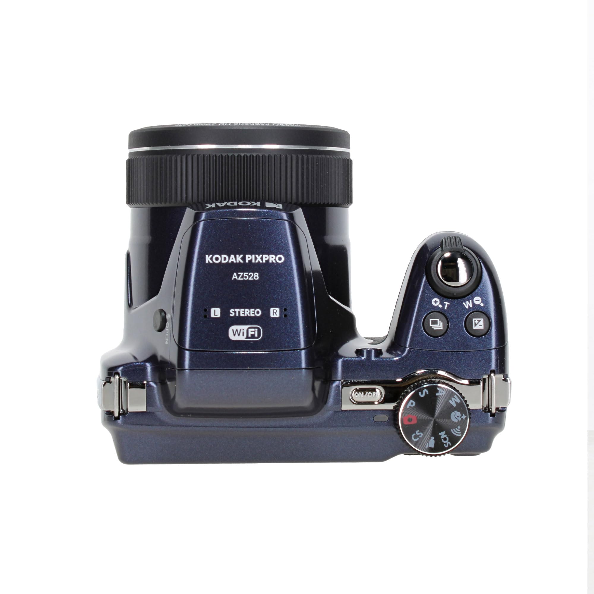 Kodak Pixpro Az528 Astro Zoom Bsi-Cmos Bridge Vlogging Digital Camera 16Mp 52X 1080P Wi-Fi (Midnight Blue) Bundle With 32Gb Memo