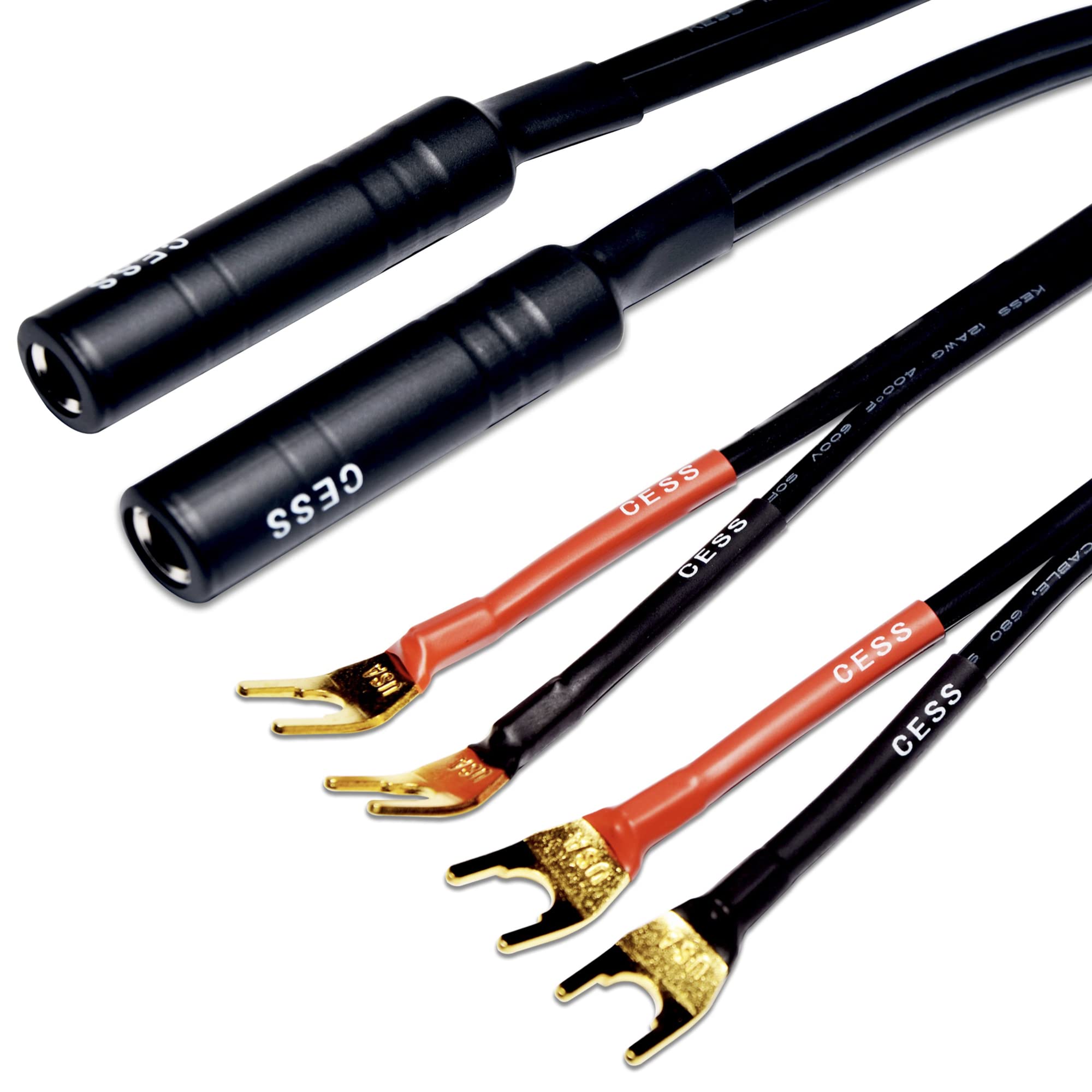 Cncess Cess 002L Barrier Spade Fork To 1/4 Inch Ts Speaker Cable Adapter (Large Spade)