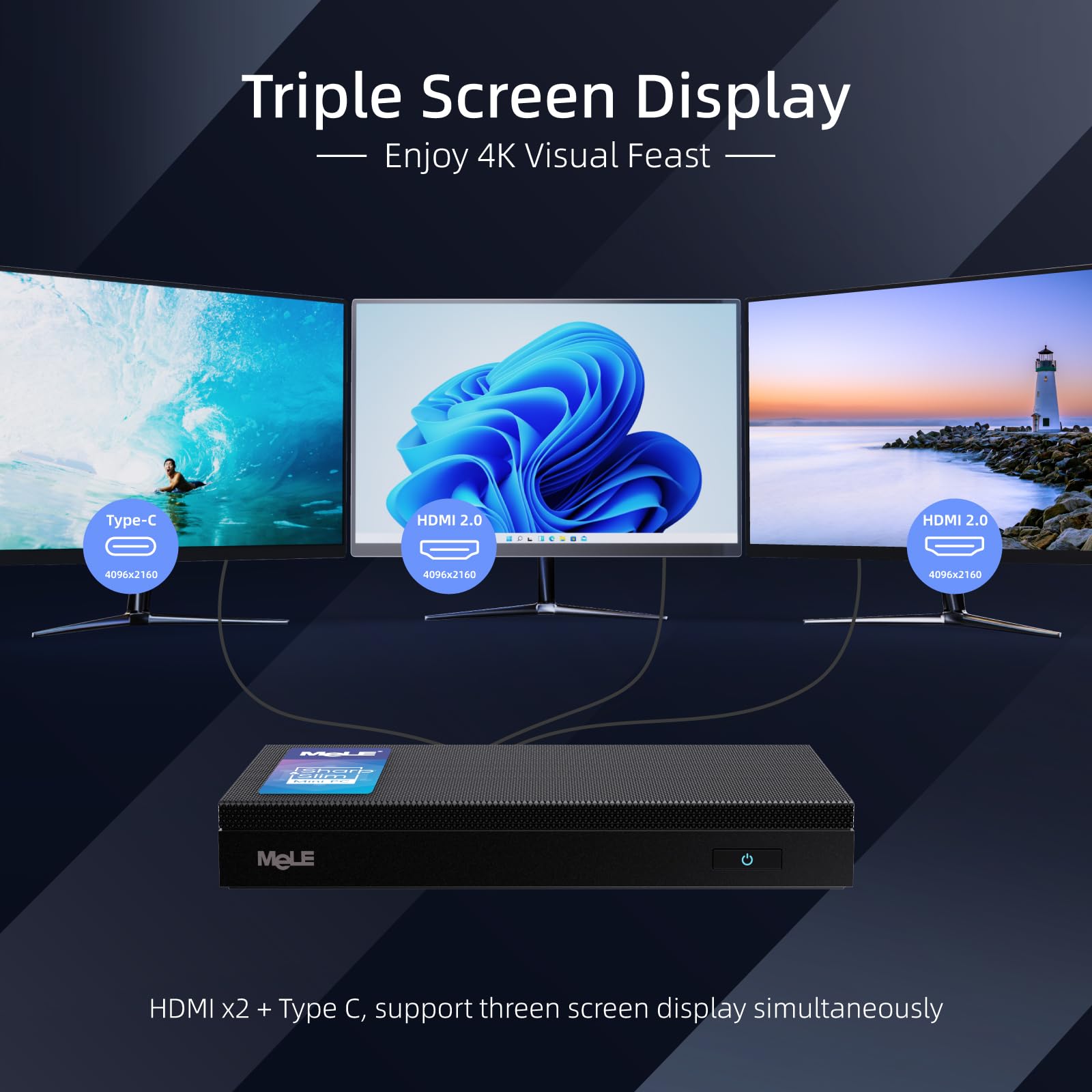 Mele Quieter3C Fanless Mini Pc 16Gb Ram 512Gb Storage Slim Desktop Pc Celeron N5105(Up To 2.9Ghz) Micro Computer Usb-C Dual Hdmi