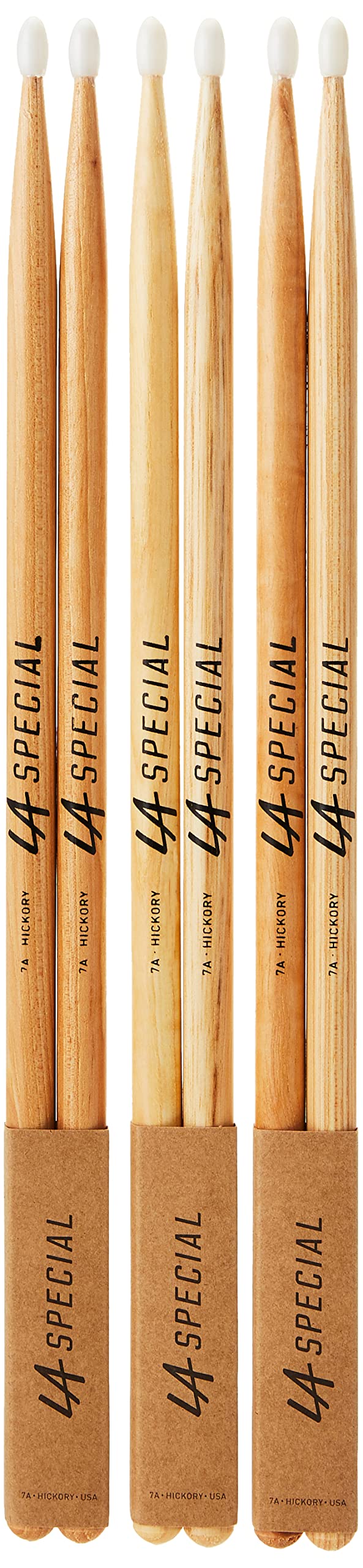 Promark La Specials Drum Sticks   7A Drumsticks   Drum Sticks Set For Acoustic Drums Or Electronic Drums   Oval Nylon Tip   Hickory Drumsticks   Consistent Weight And Pitch   3 Pairs