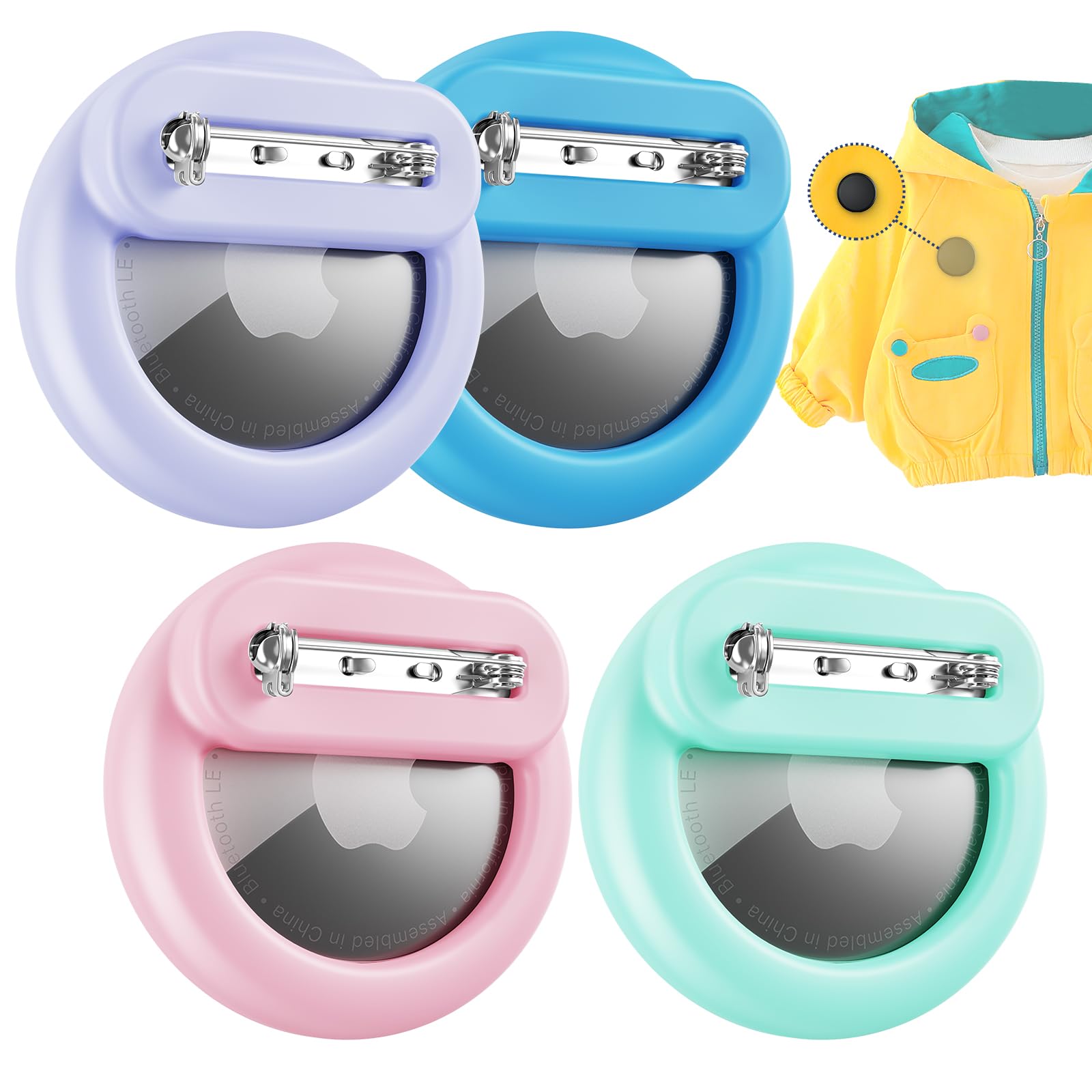 Apple Airtag Holder For Kids 4 Pack, Air Tags 4 Pack Apple Kids Hidden Case, Airtag Tracker Holder With Safety Pins For Children