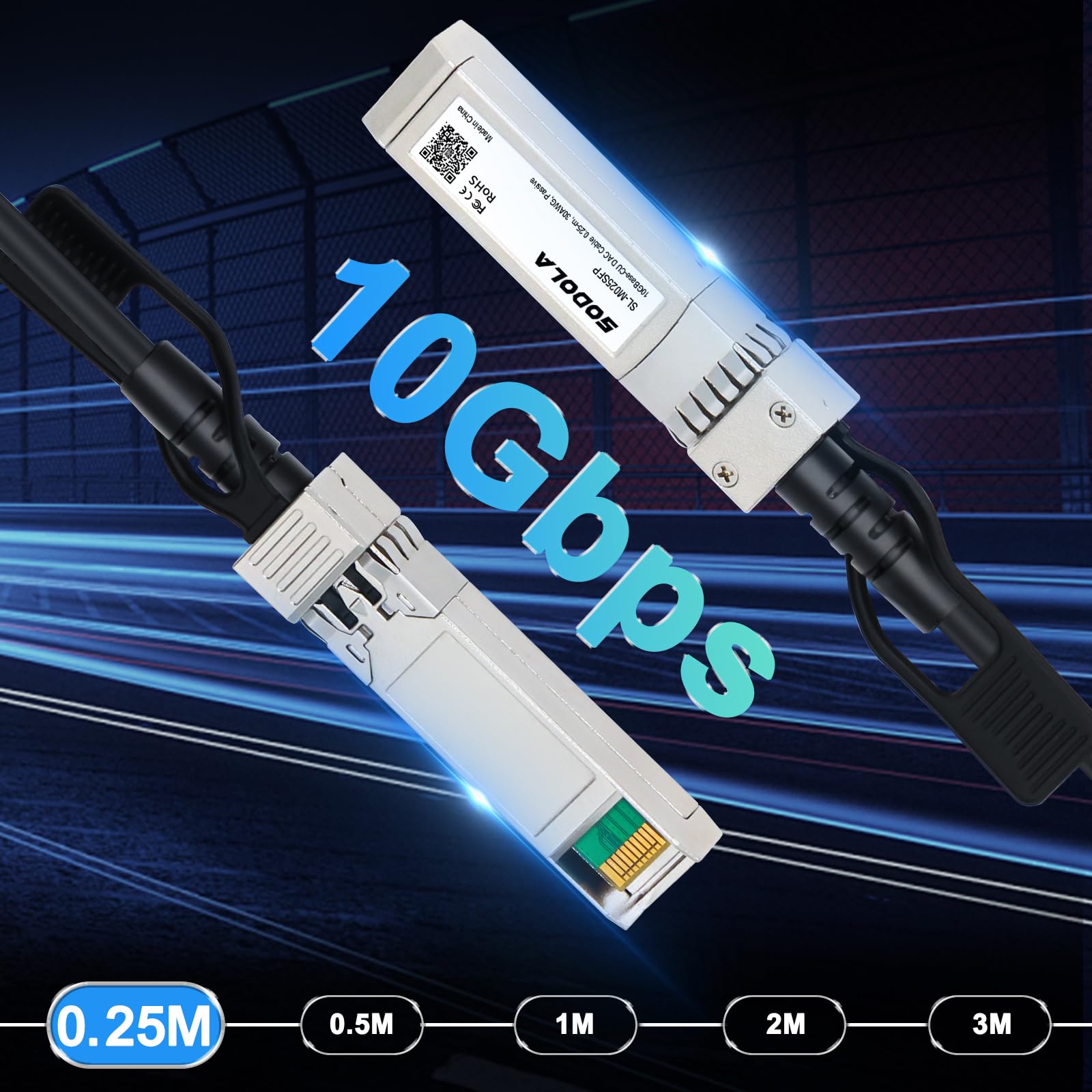 Sodola Sfp+ Cable, 10G Sfp+ Dac, 0.25M(0.82Ft), Passive Direct Attach Copper Twinax Cable For Cisco Sfp H10Gb Cu0.25M, Ubiquiti